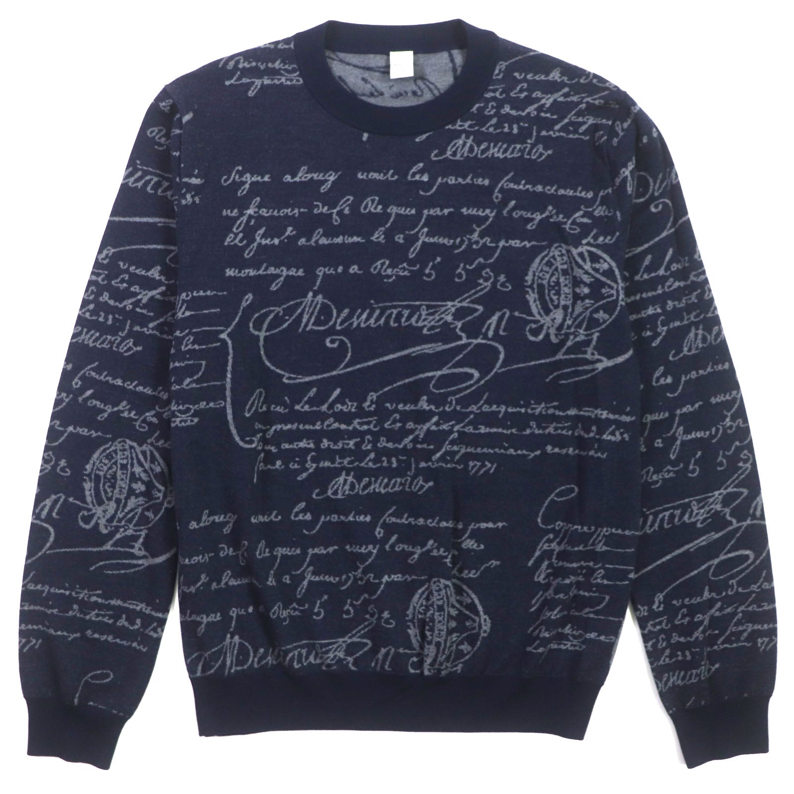 Berluti Wool Scritto Calligraphy Crew Neck Sweater