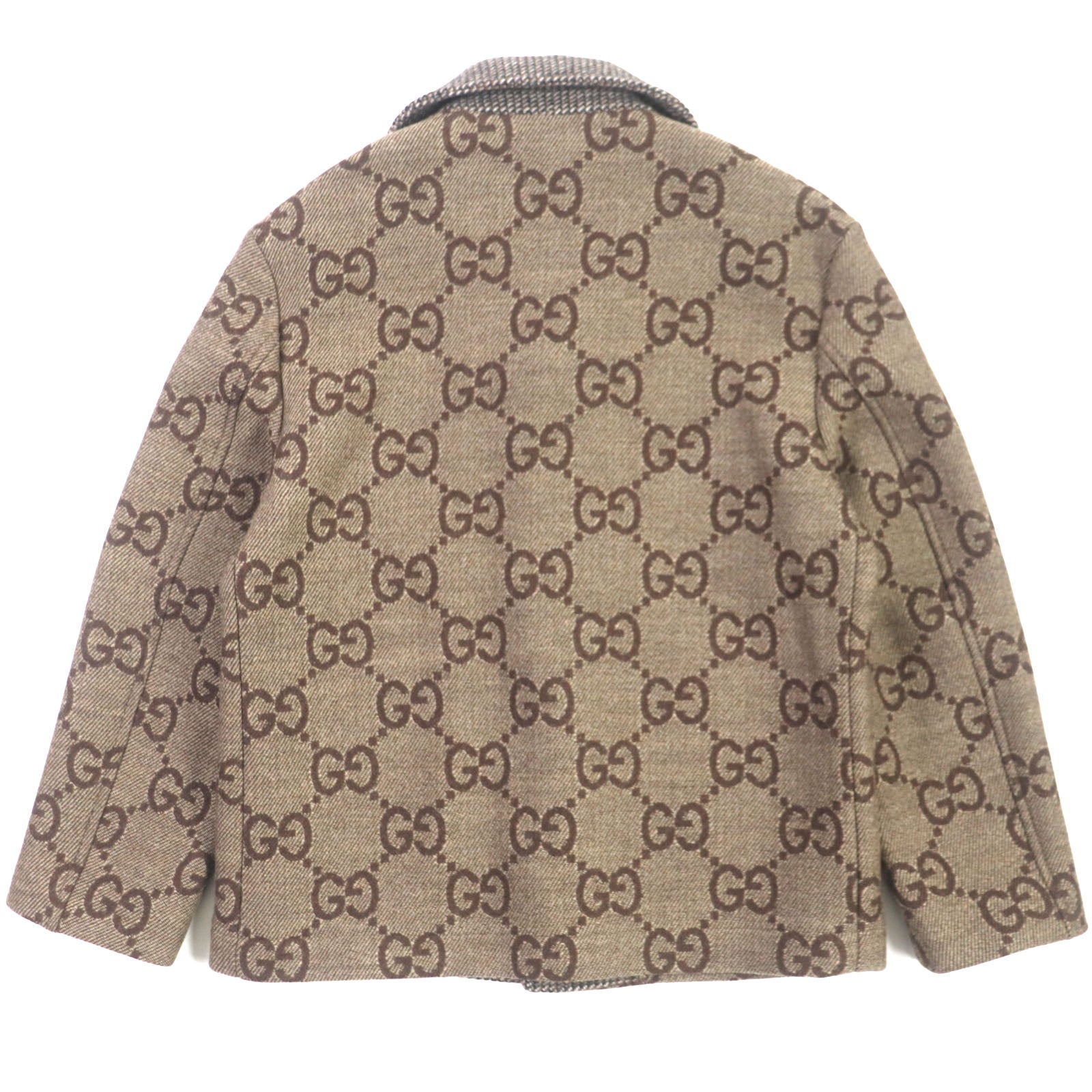 GUCCI Jumbo GG Wool Rayon Jacquard Coat Brown