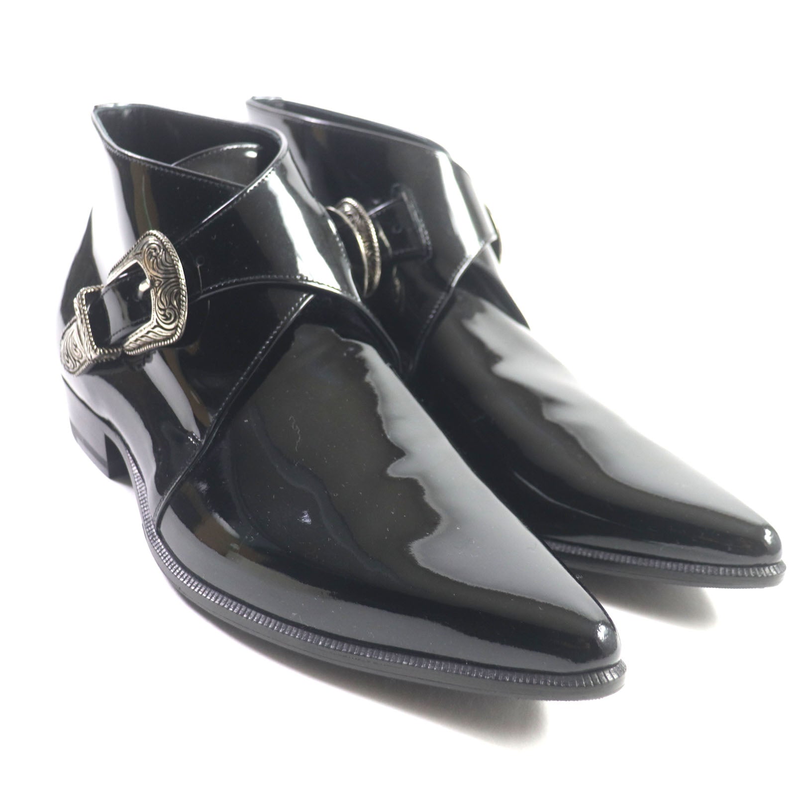 Saint Laurent Patent Leather Ankle Boots Black 41