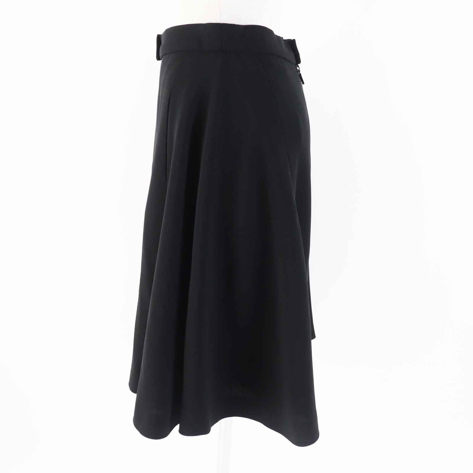 Chanel Silk COCO Mark Flare Skirt Black