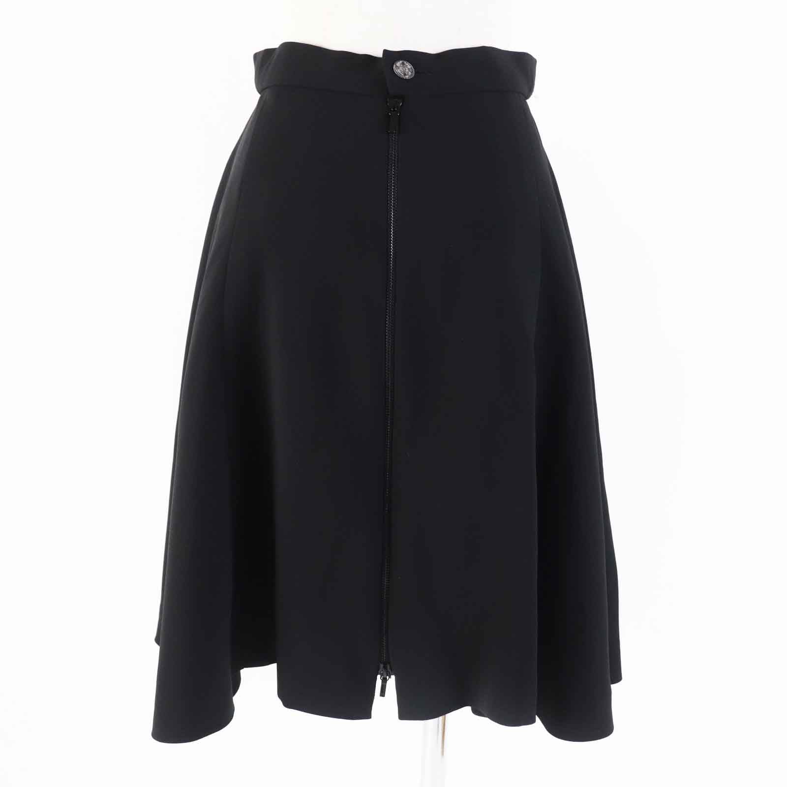 Chanel Silk COCO Mark Flare Skirt Black