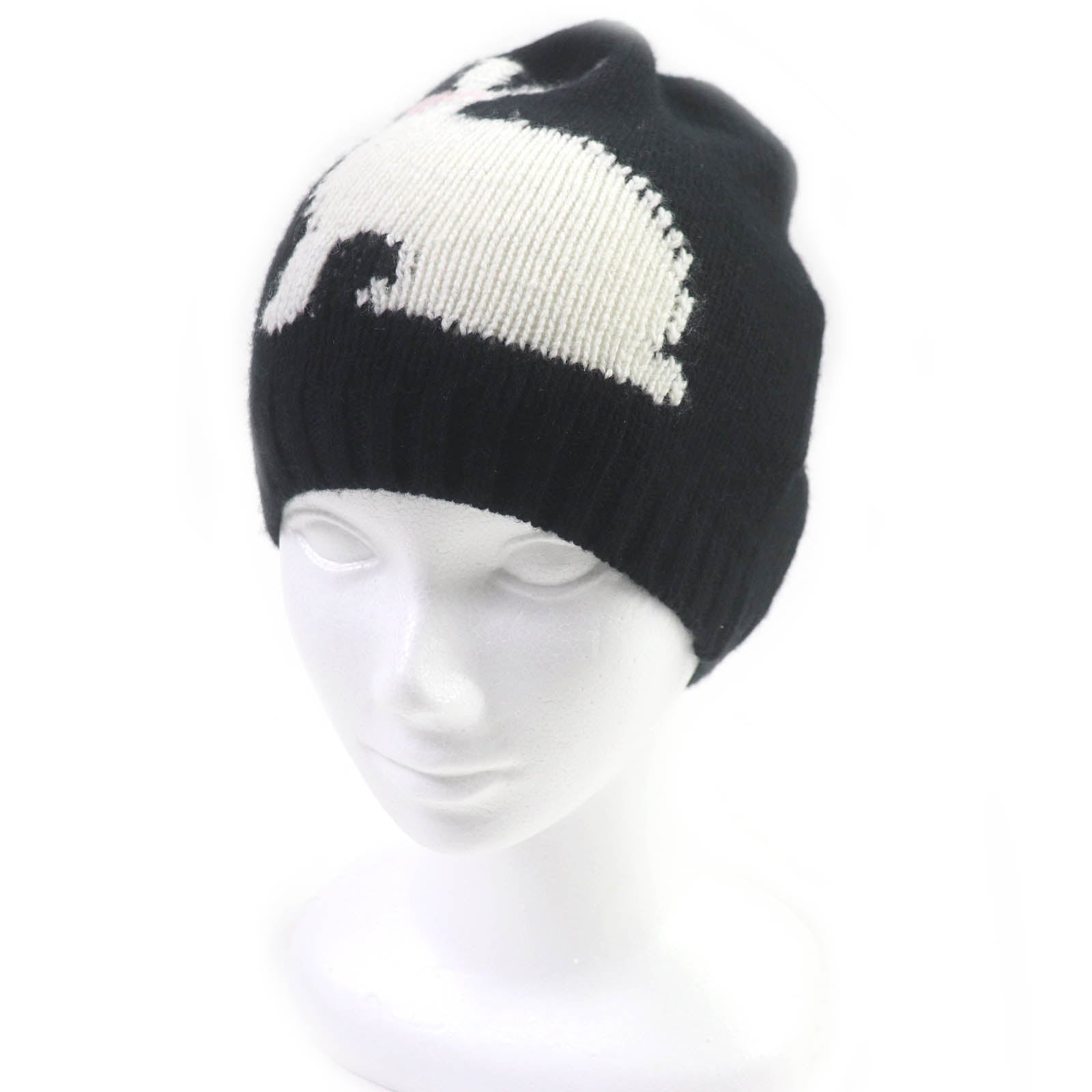 PRADA Wool Cashmere Rabbit Beanie Black S