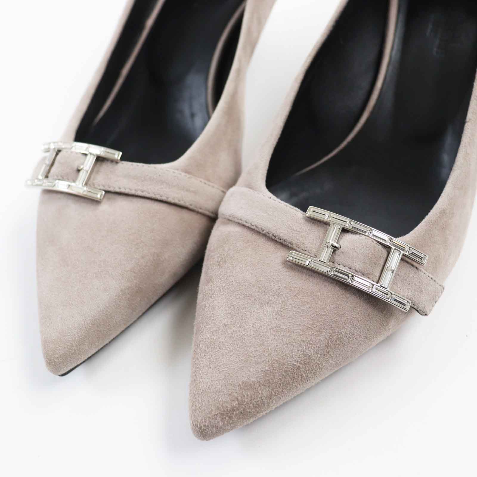 Hermes Suede Leather Low Heel Pumps