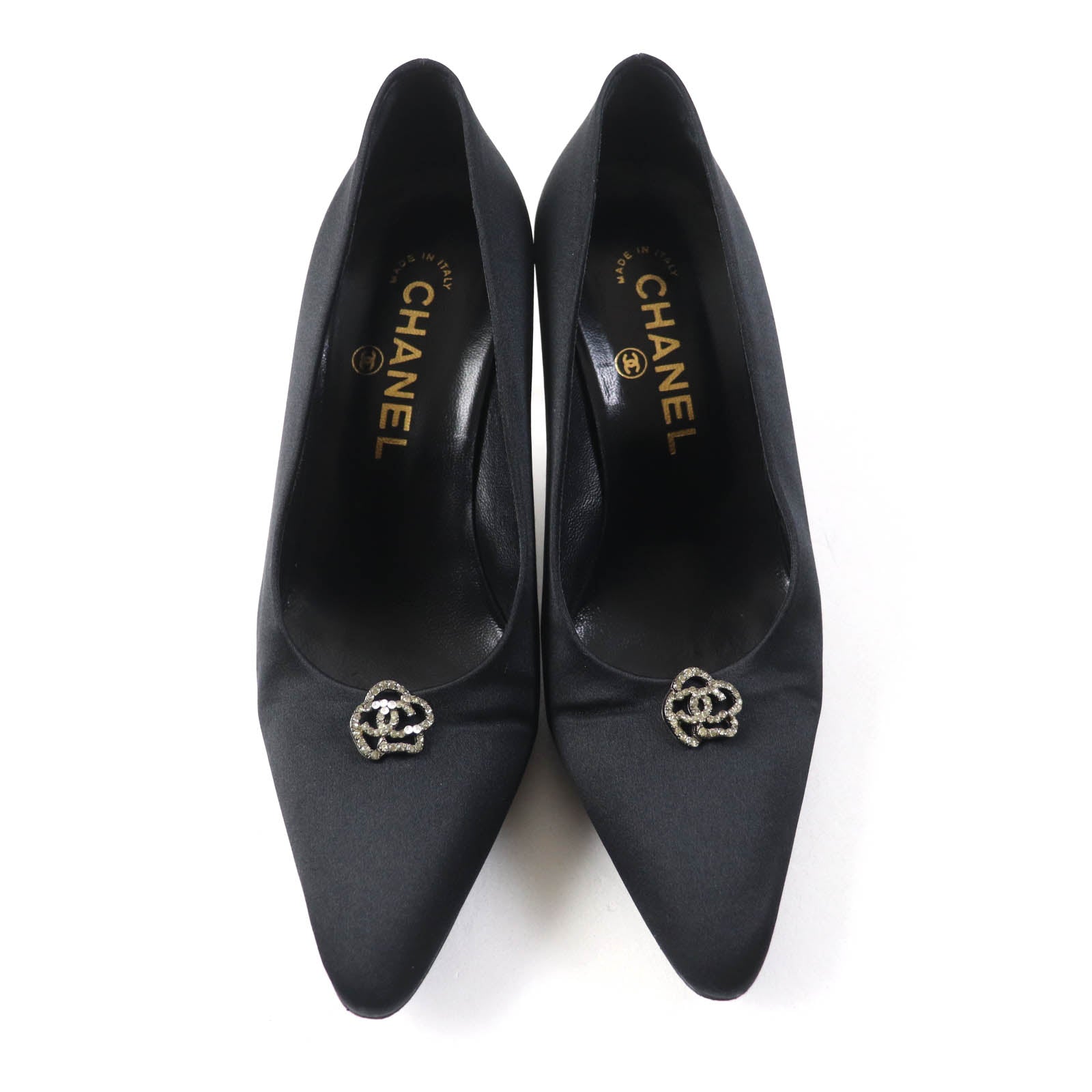 Chanel Vintage Camellia COCO Mark Pumps Black 37