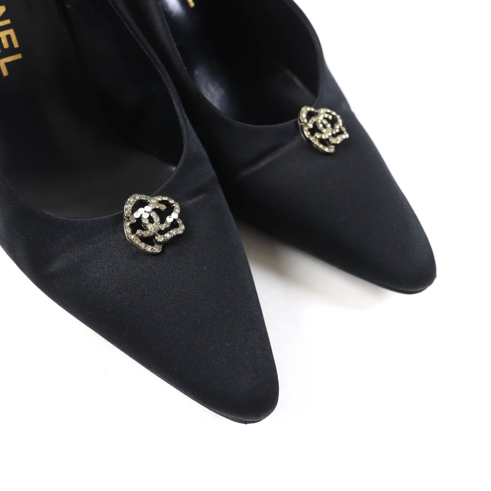 Chanel Vintage Camellia COCO Mark Pumps Black 37