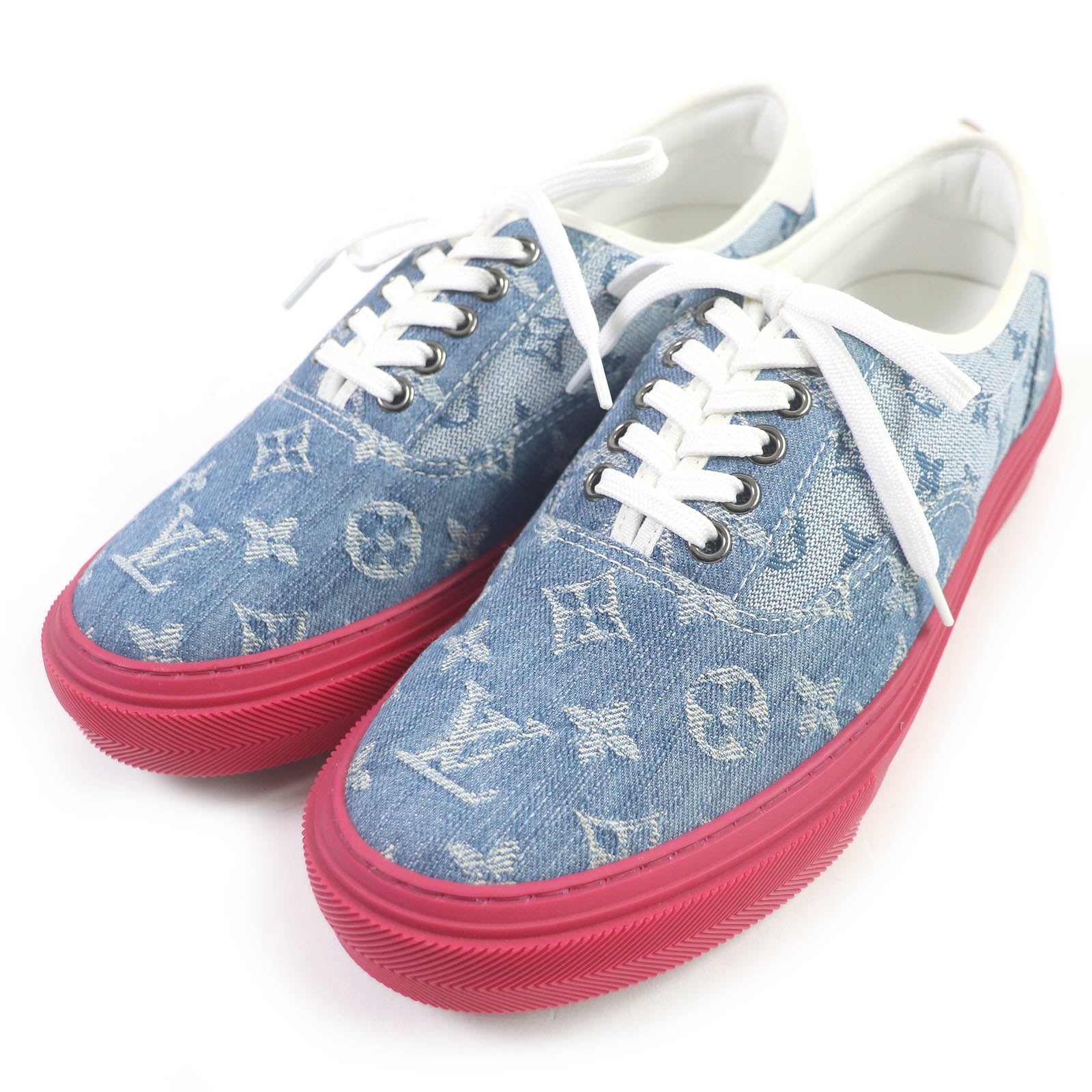 Louis Vuitton Denim Leather Low Cut Sneakers