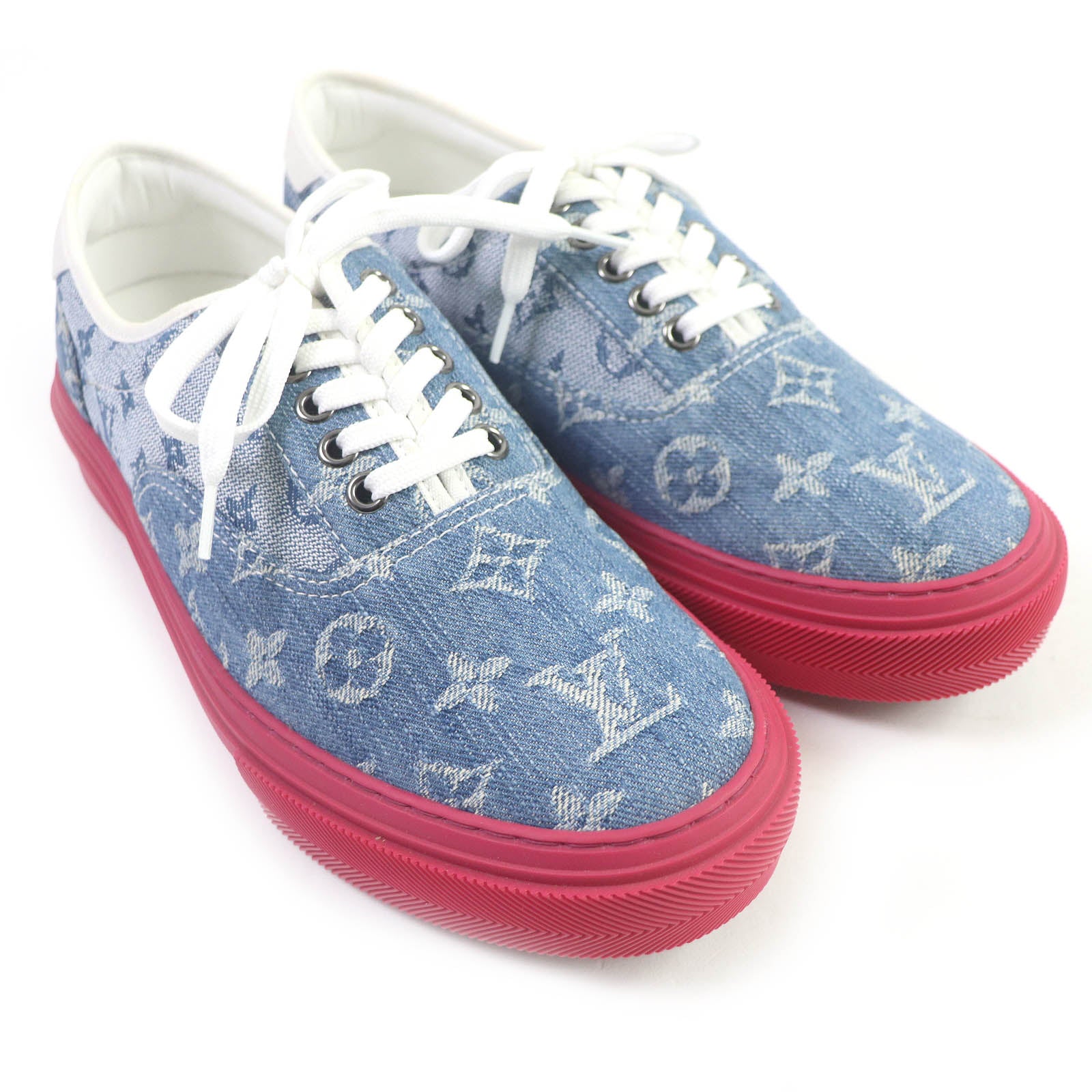 Louis Vuitton Denim Leather Low Cut Sneakers