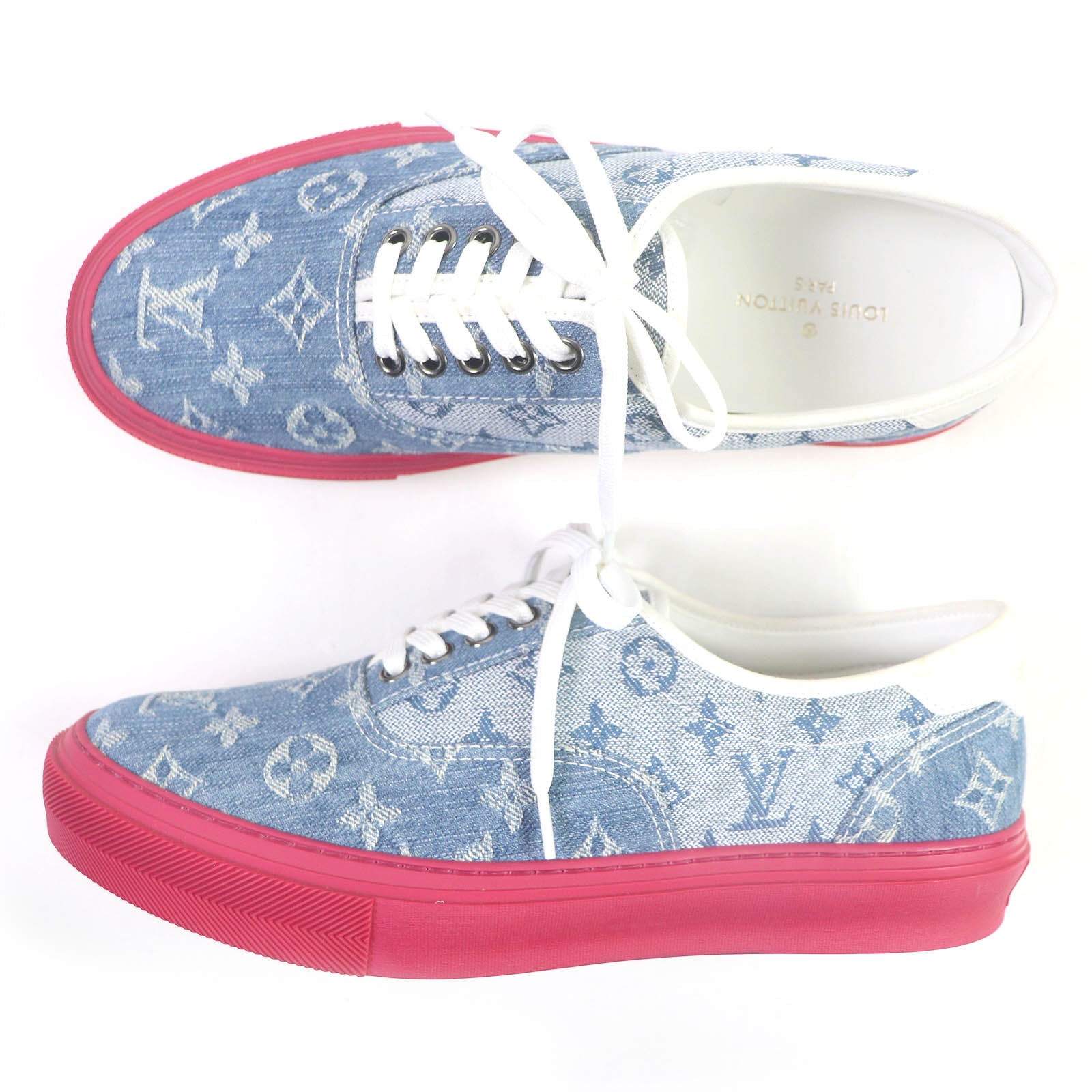 Louis Vuitton Denim Leather Low Cut Sneakers