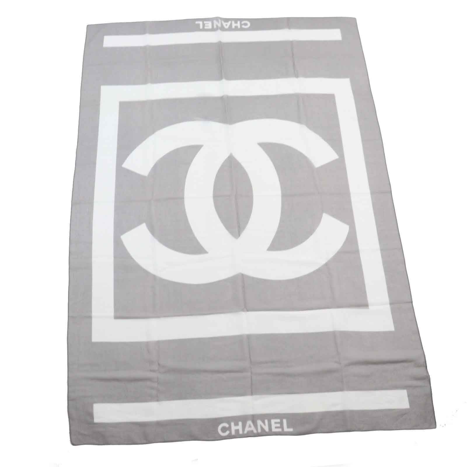 Chanel Vintage Cotton Logo Shawl Gray