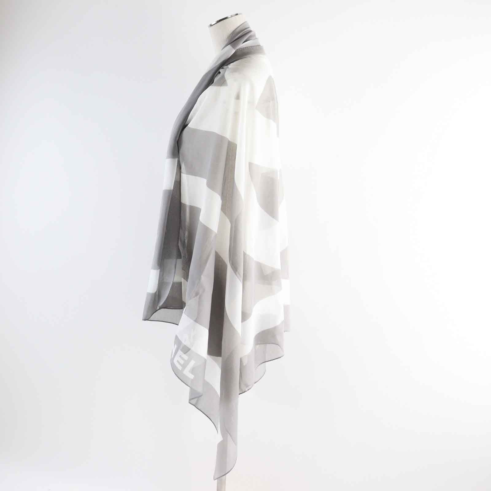 Chanel Vintage Cotton Logo Shawl Gray