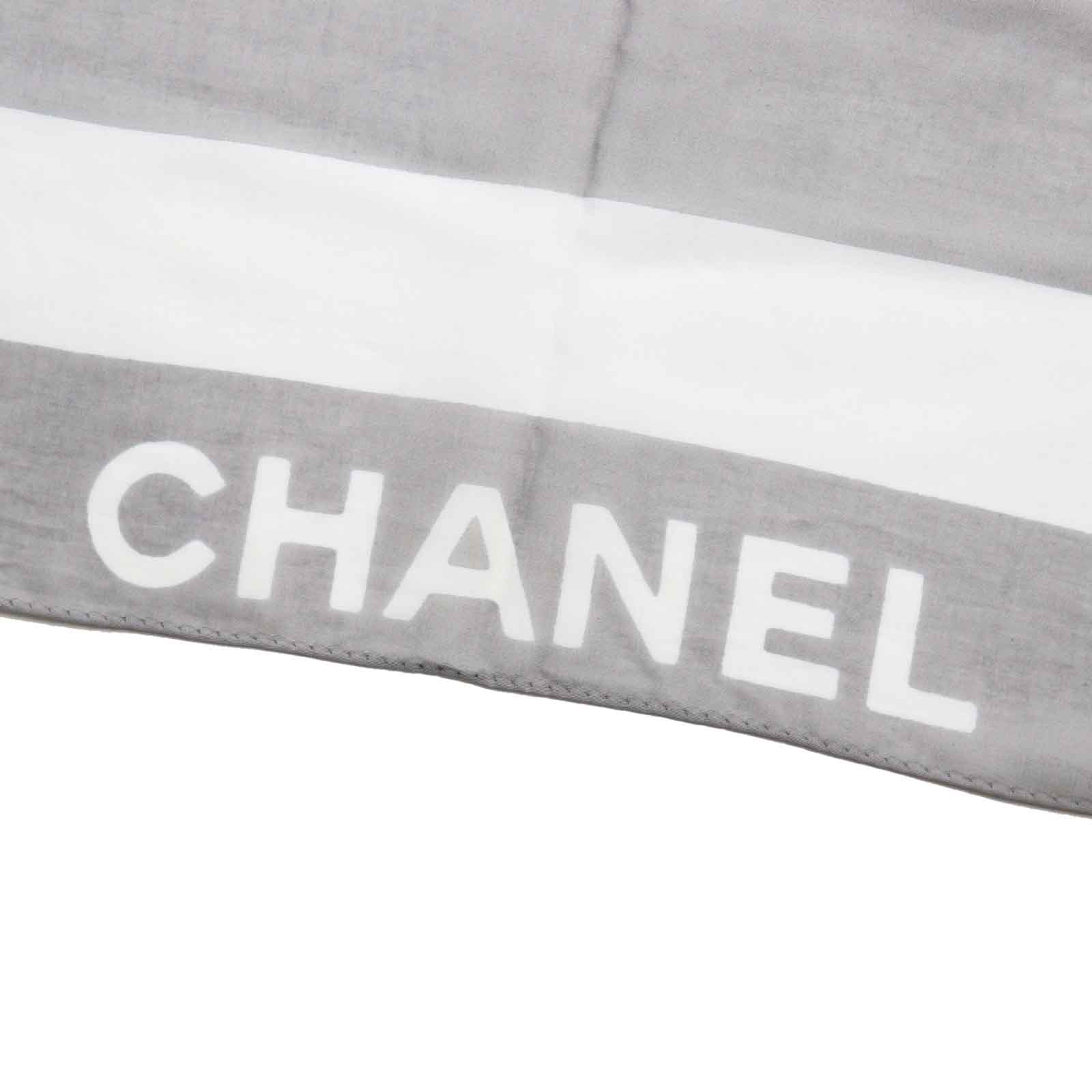 Chanel Vintage Cotton Logo Shawl Gray