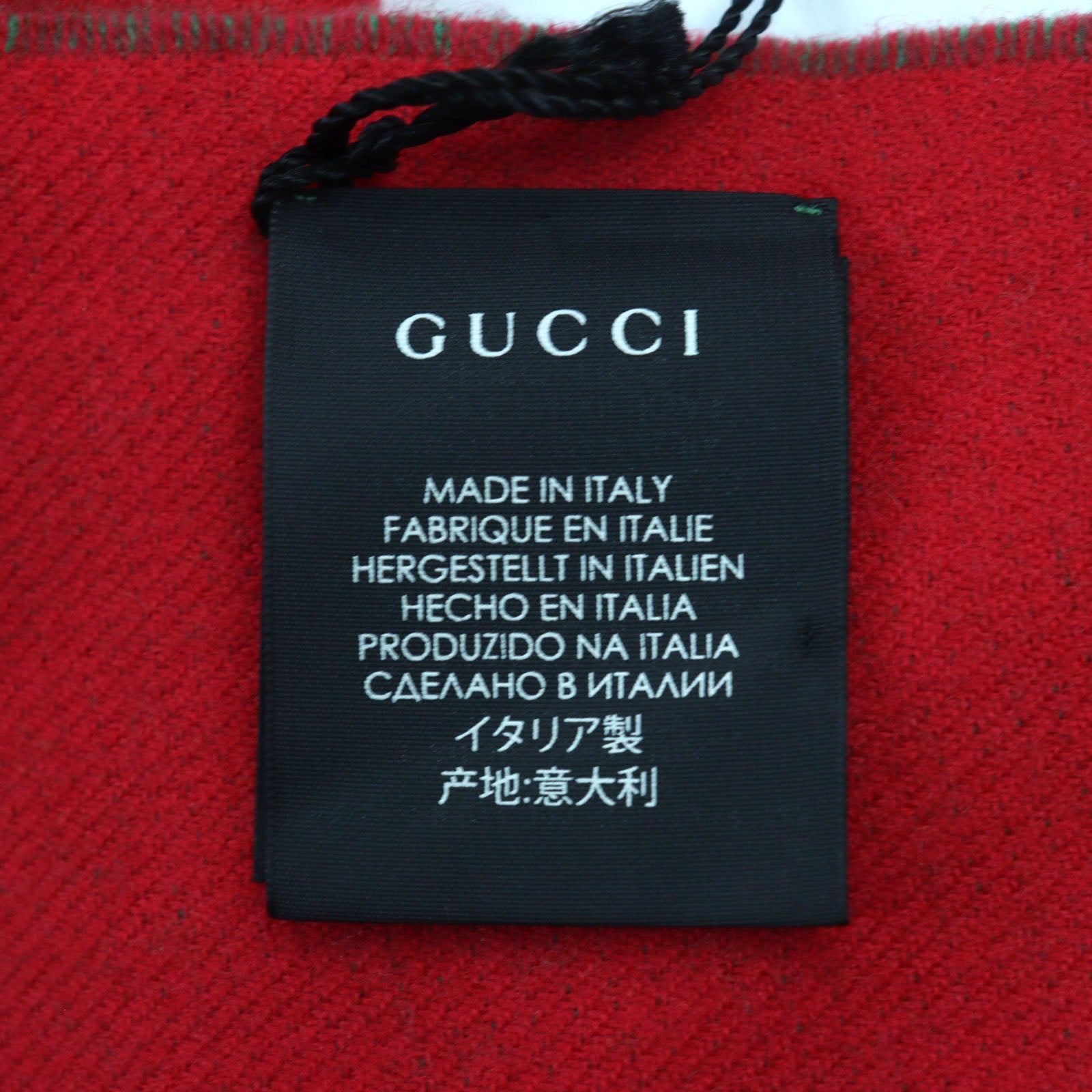 GUCCI Wool Wolf Logo Scarf Green Red