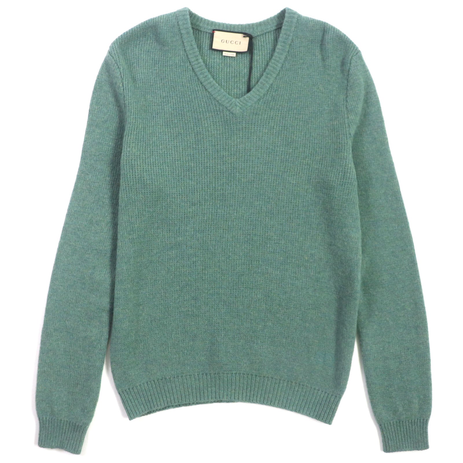 Gucci Wool GG Embroidery V-Neck Sweater Green S