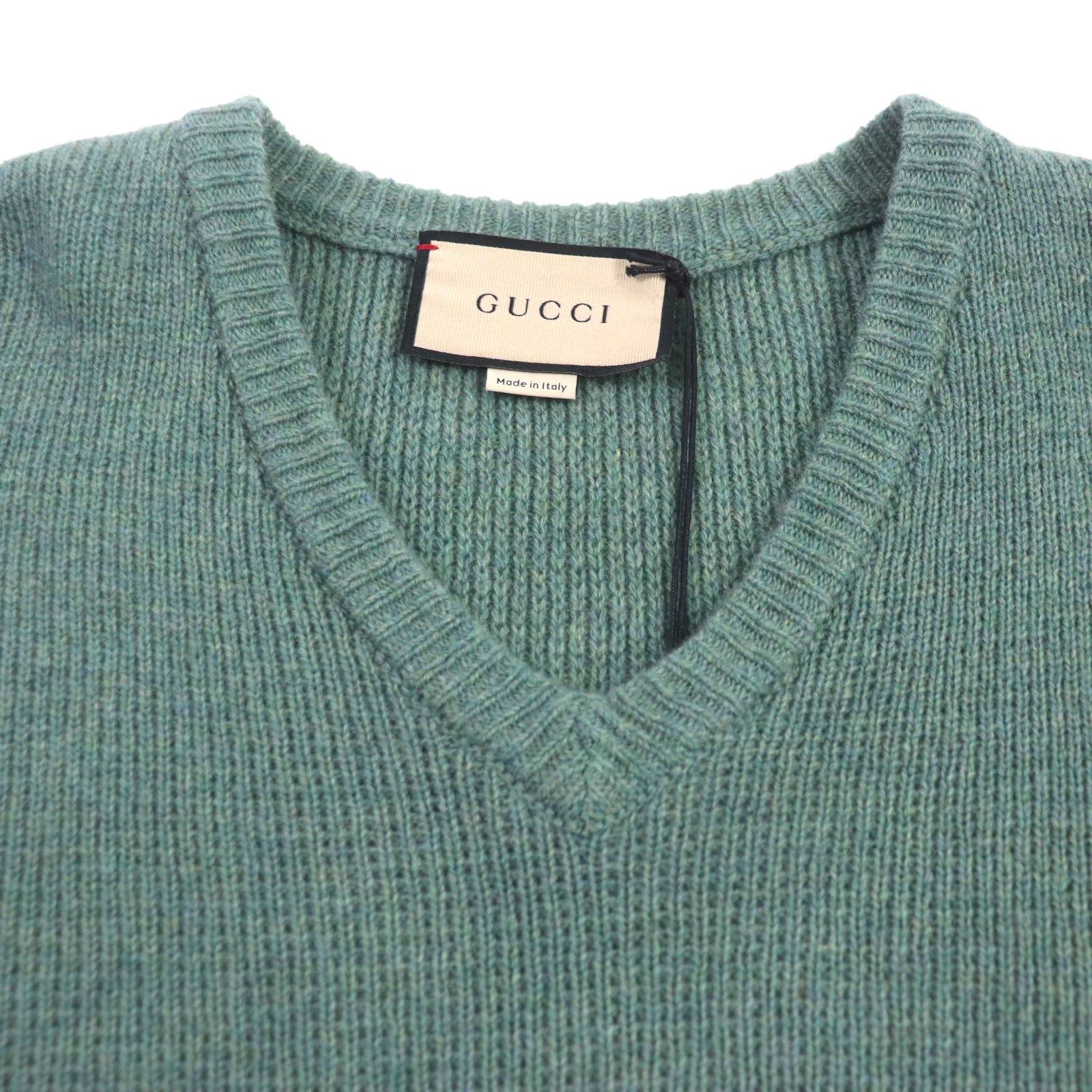 Gucci Wool GG Embroidery V-Neck Sweater Green S