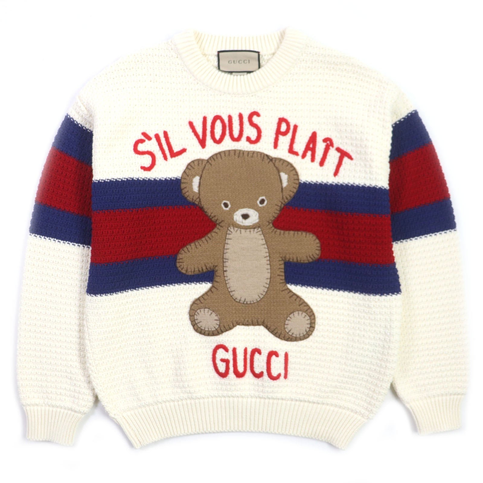 GUCCI Logo Teddy Bear Crew Neck Sweater XS