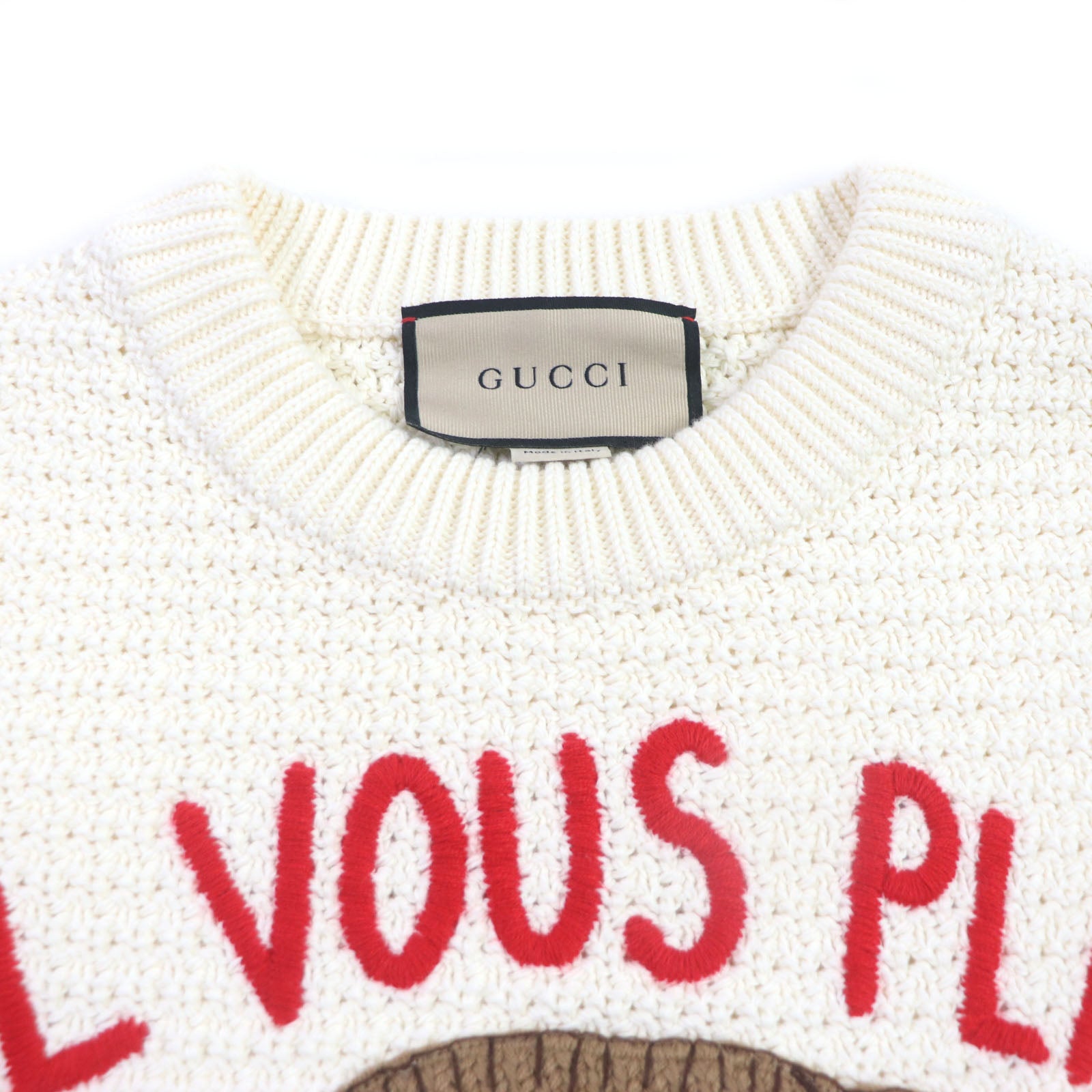 GUCCI Logo Teddy Bear Crew Neck Sweater XS