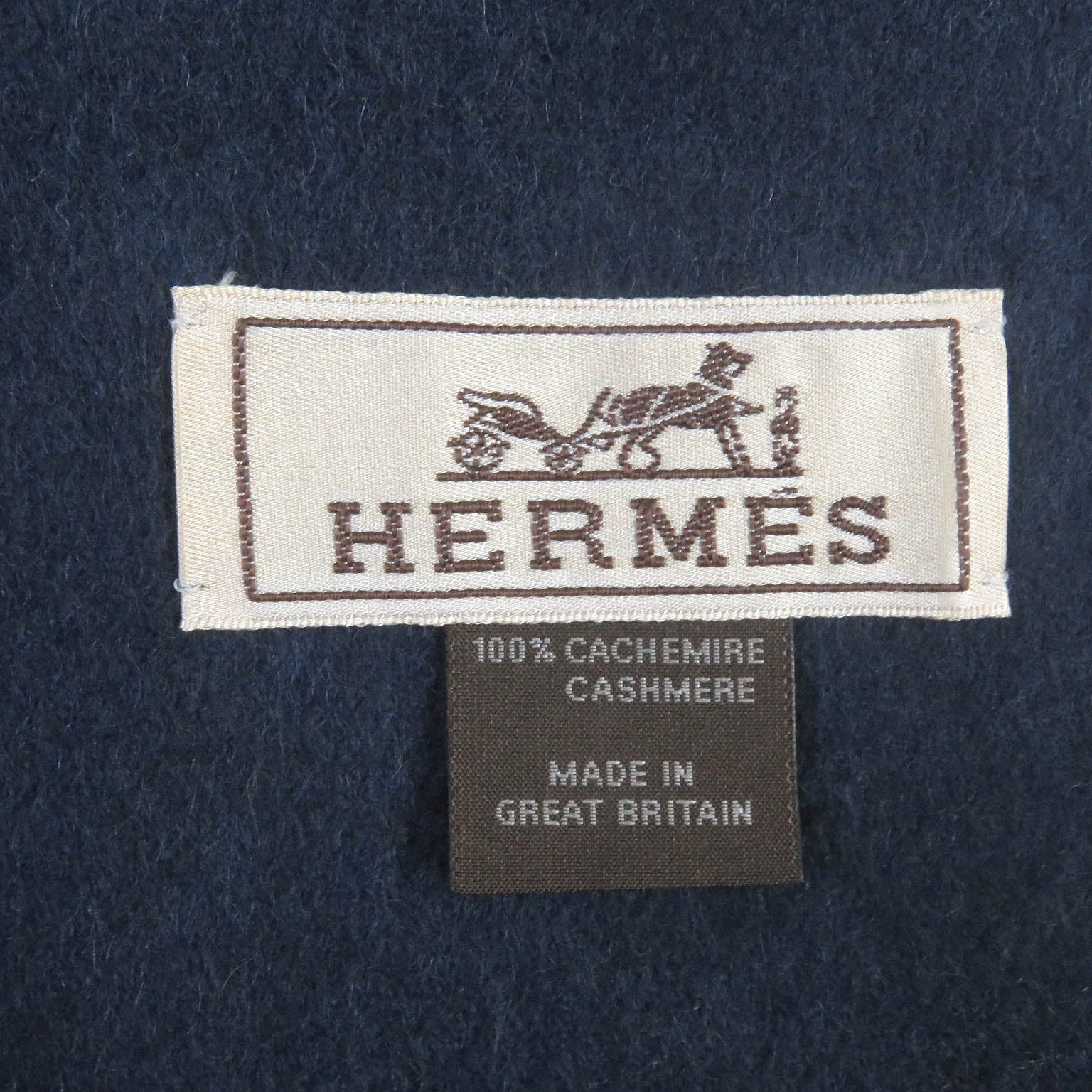 Hermes Recto Verso Cashmere Logo Scarf Navy