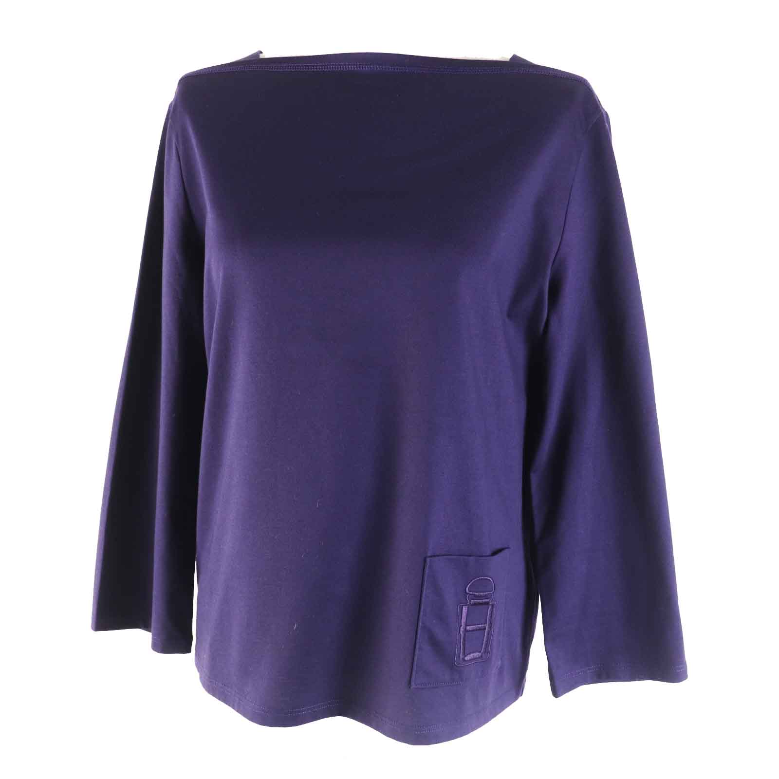 HERMES Cotton Polyester H Embroidery T-shirt Purple 34