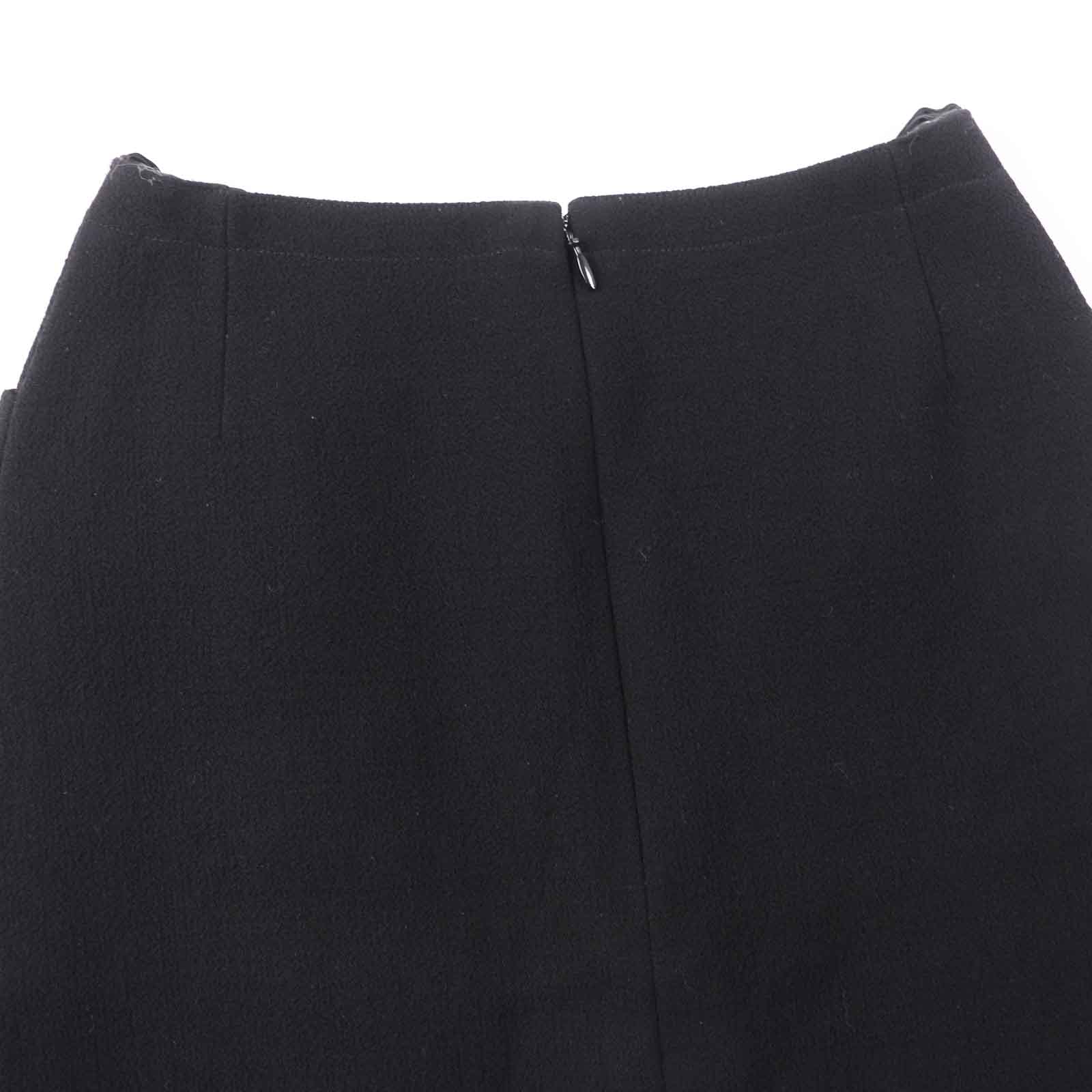 Chanel Vintage Wool Tweed Skirt Black 36