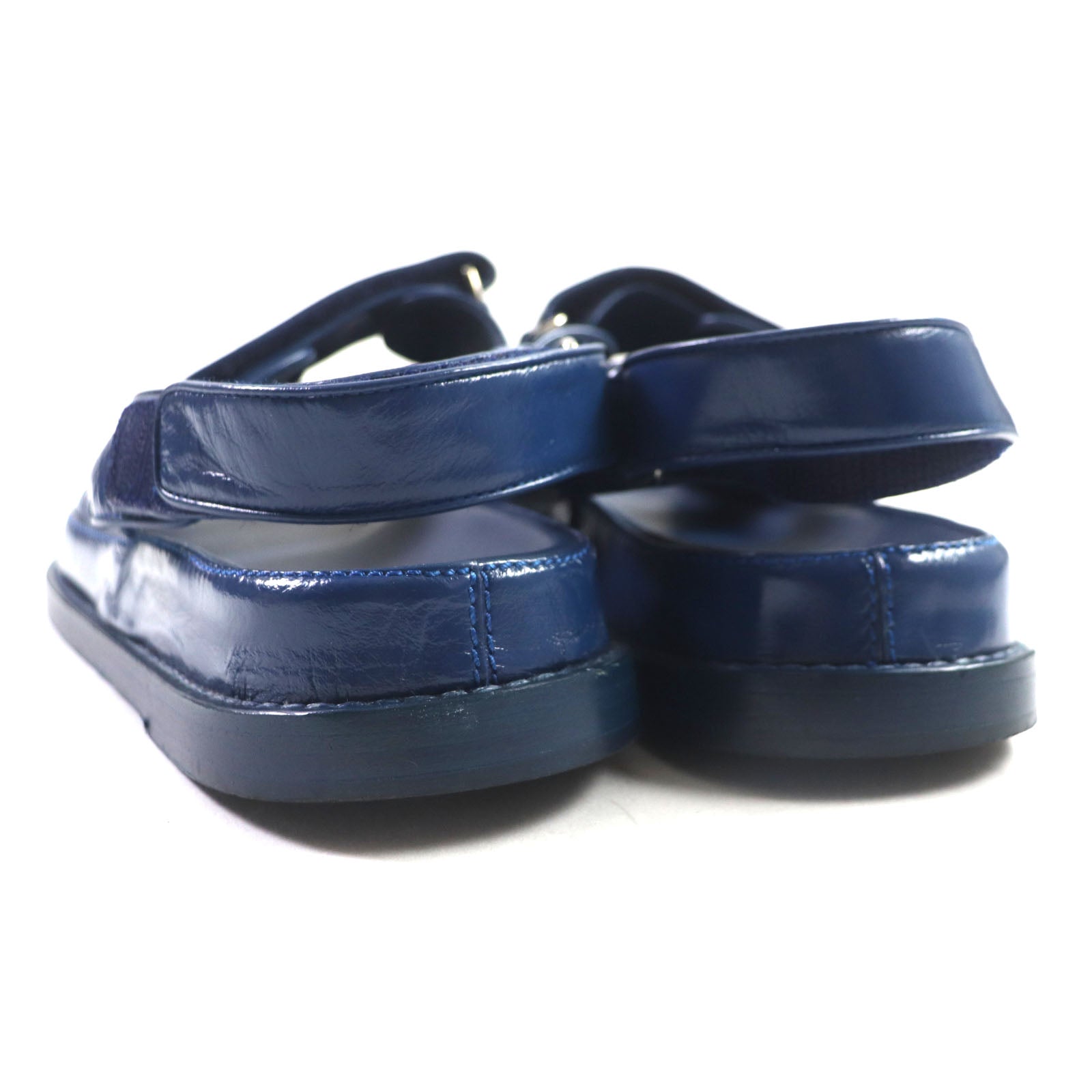 Chanel COCO Mark Leather Sandals Blue 41