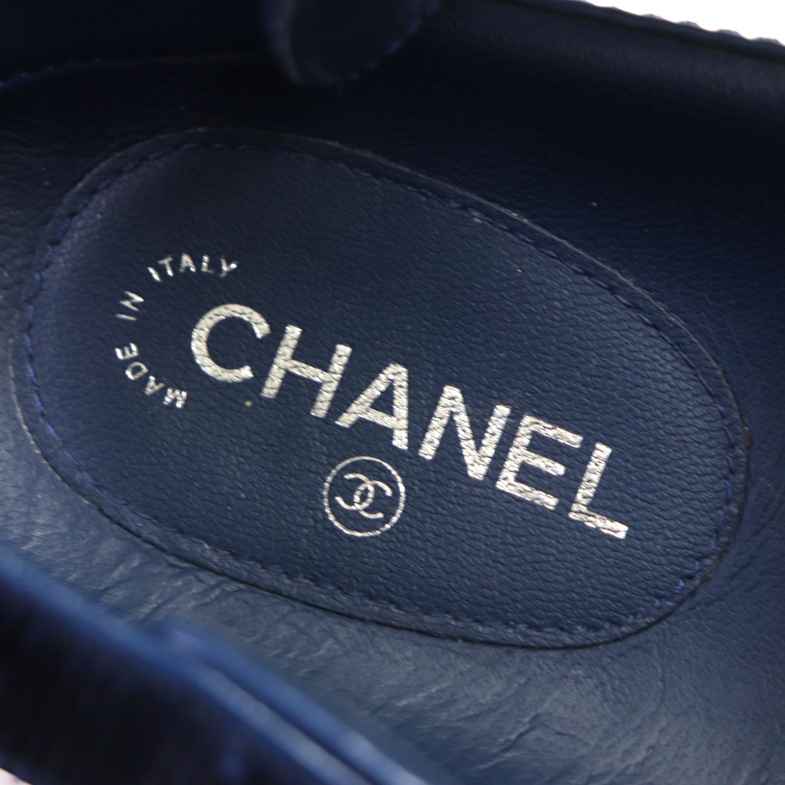 Chanel COCO Mark Leather Sandals Blue 41