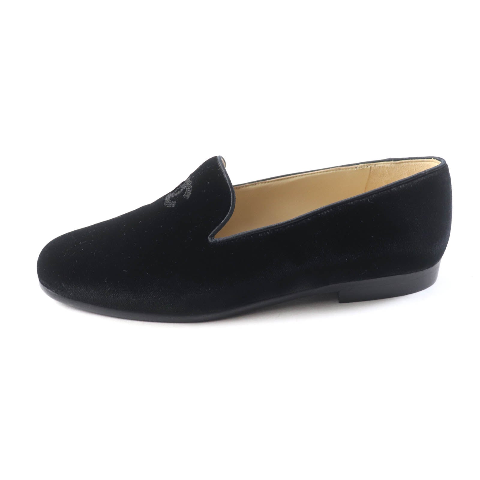 Chanel Velor Slip-on COCO Mark Black 35