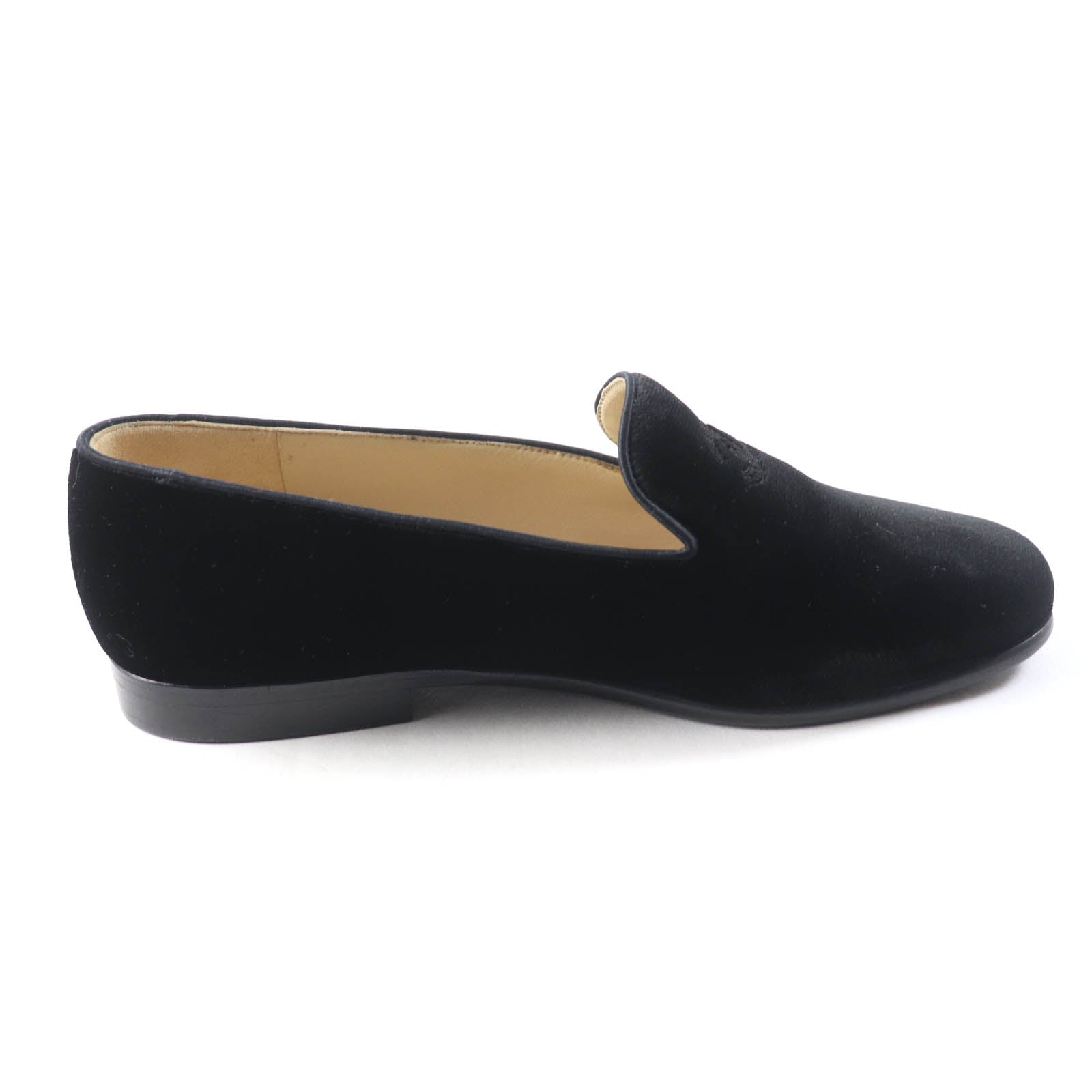 Chanel Velor Slip-on COCO Mark Black 35