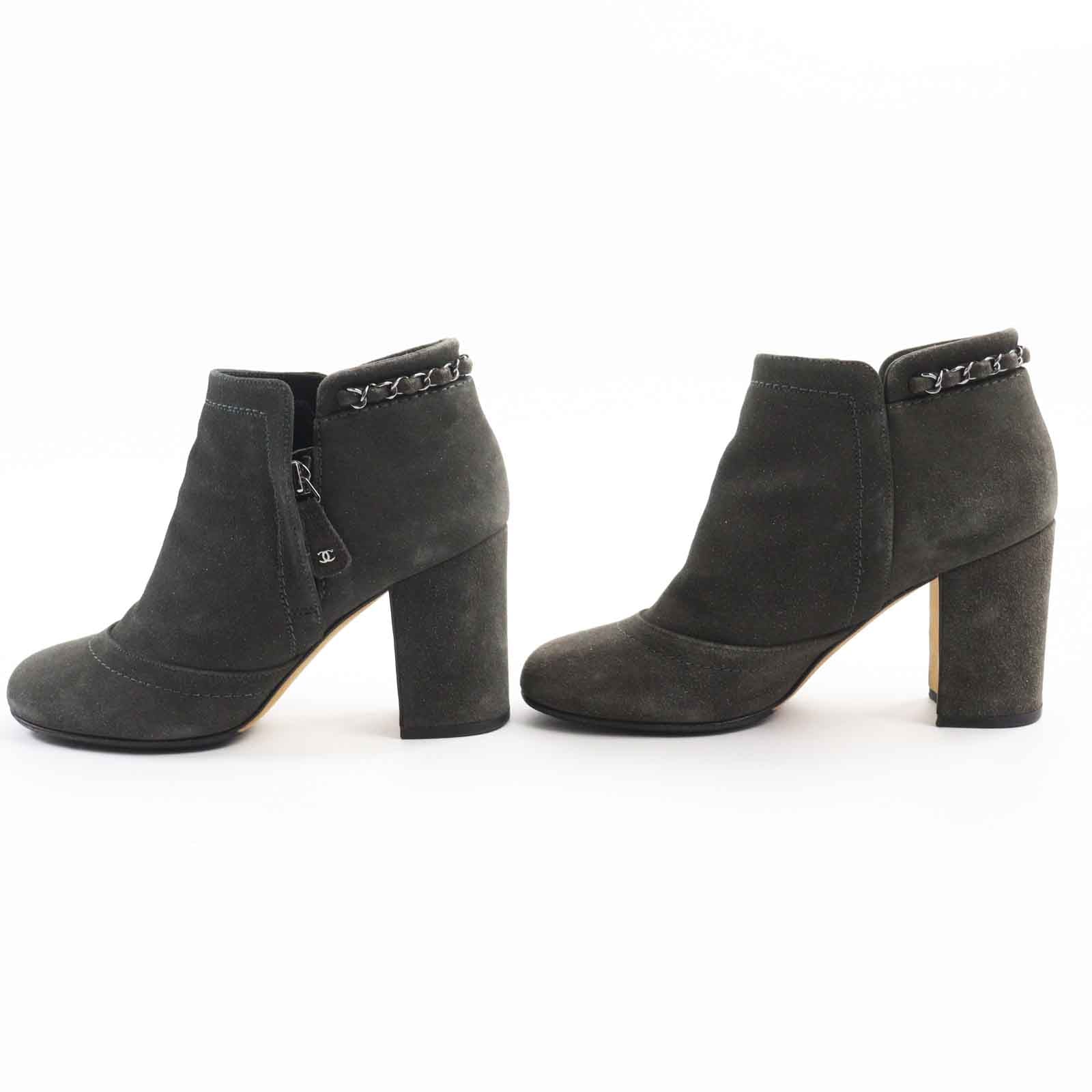 Chanel Suede Leather Short Boots 37.5