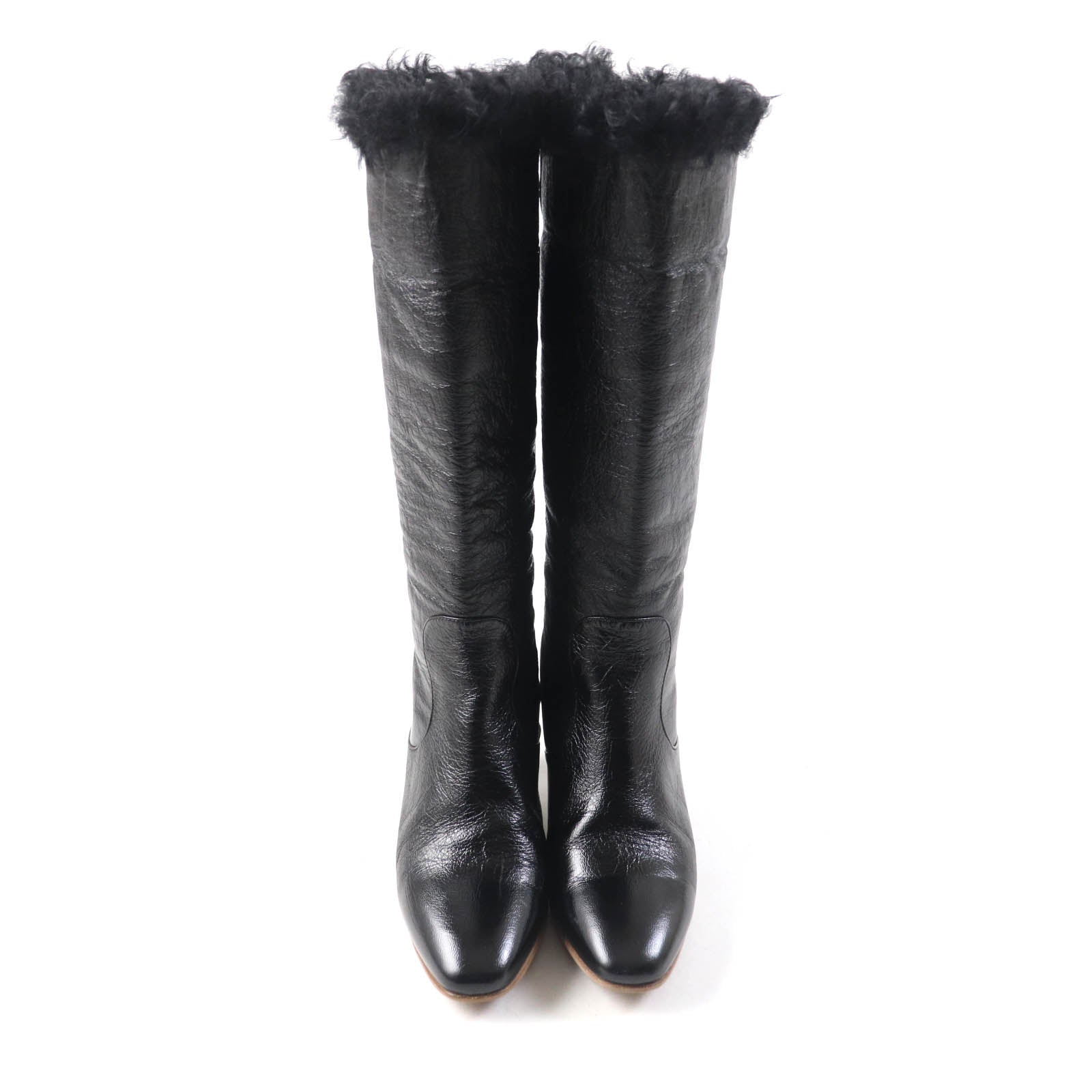 Chanel COCO MarkMetal Fur Leather Knee-high Boots