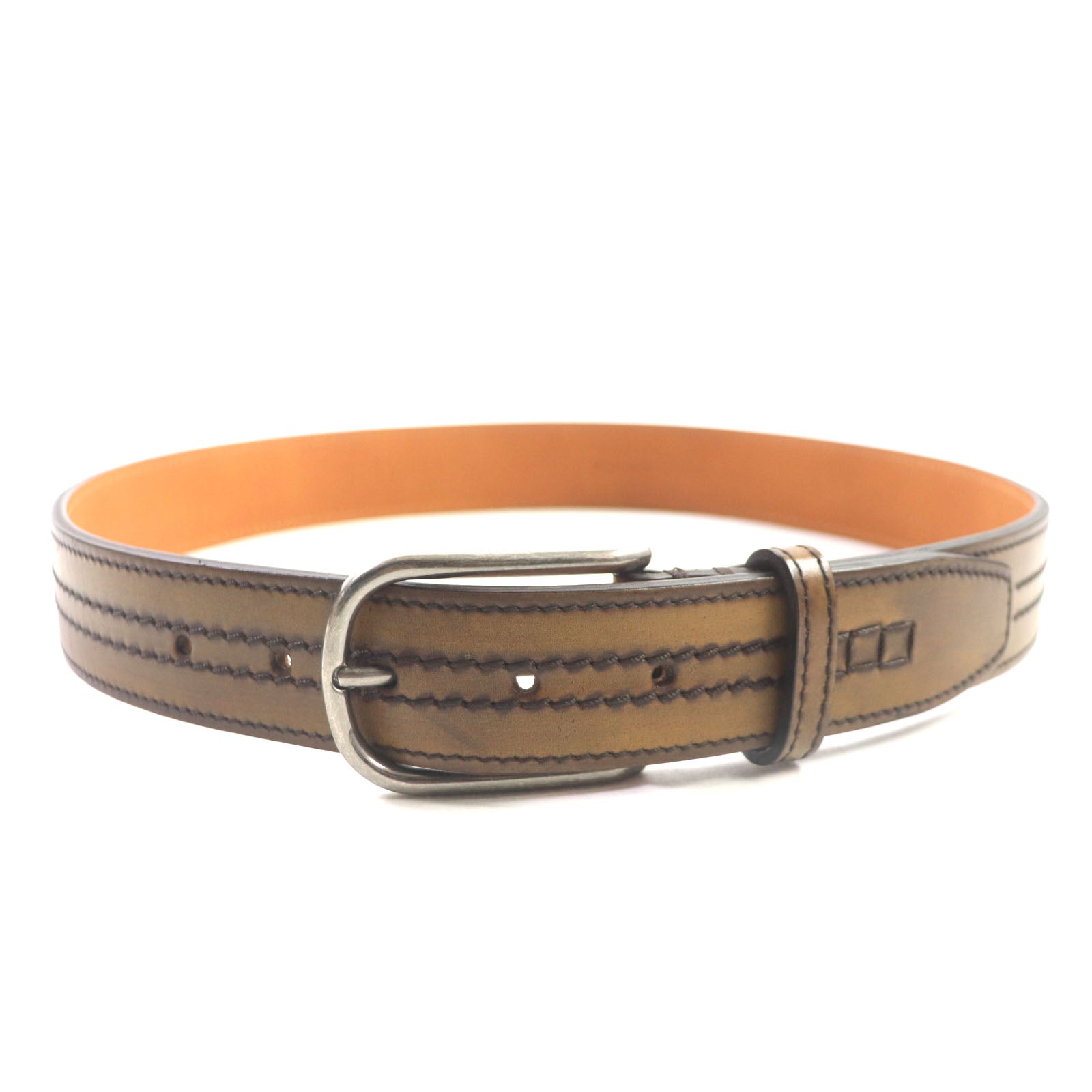 Berluti Leather Belt Brown Silver 85 34