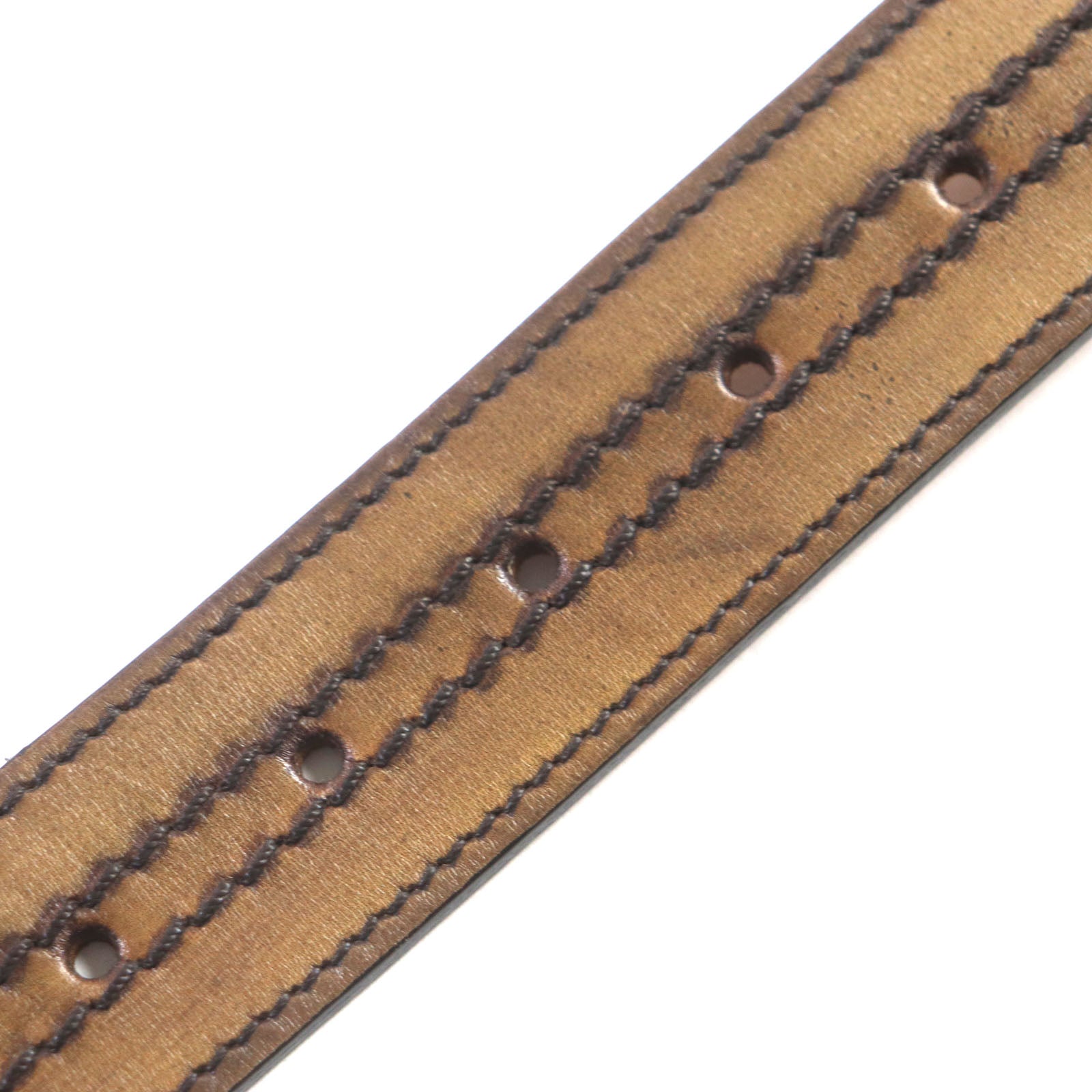 Berluti Leather Belt Brown Silver 85 34