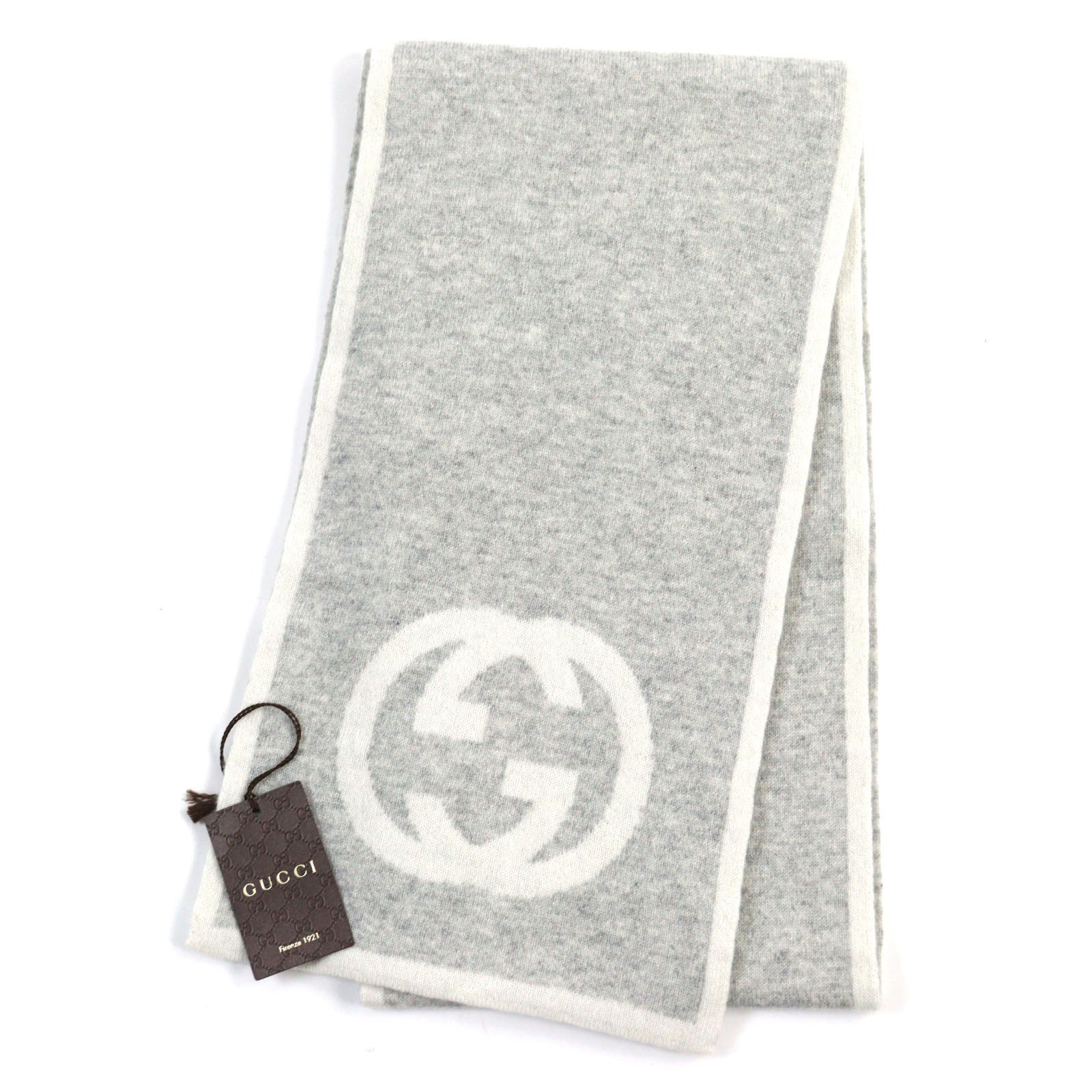 Gucci Cashmere Interlocking G Scarf Gray