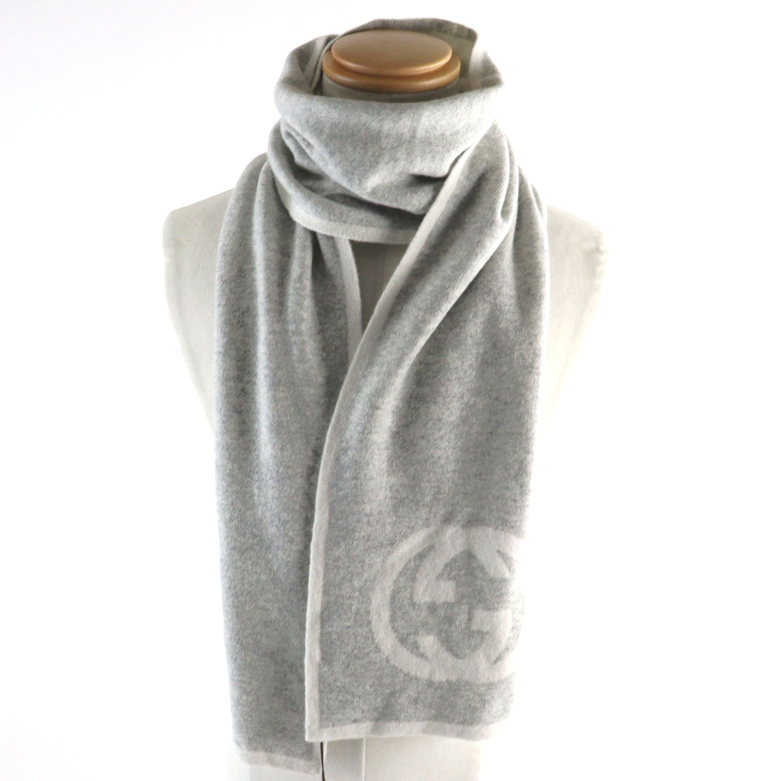 Gucci Cashmere Interlocking G Scarf Gray