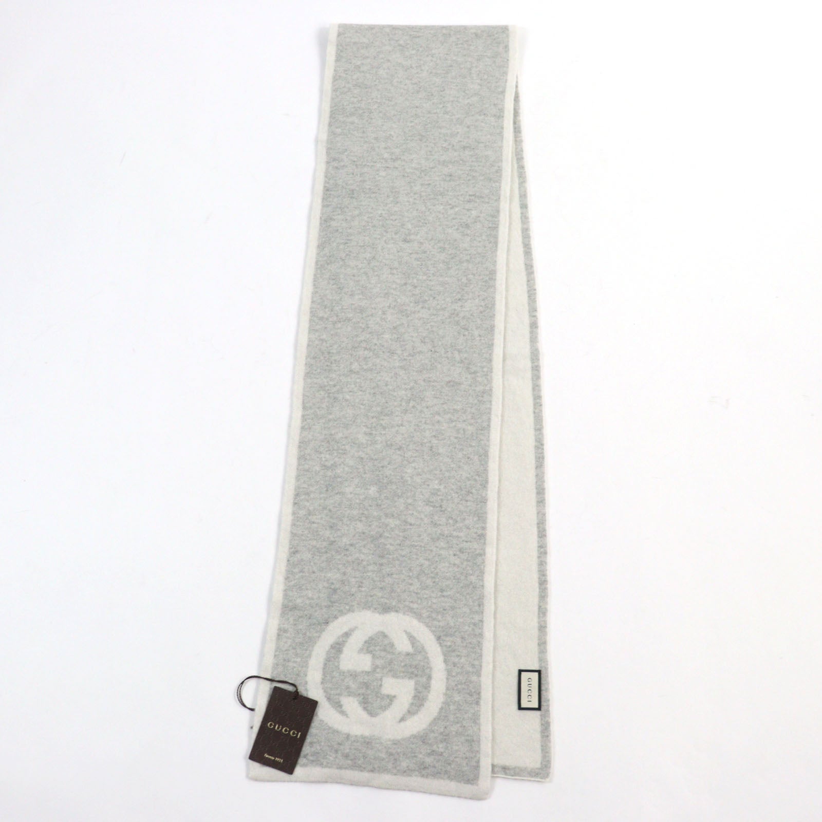 Gucci Cashmere Interlocking G Scarf Gray