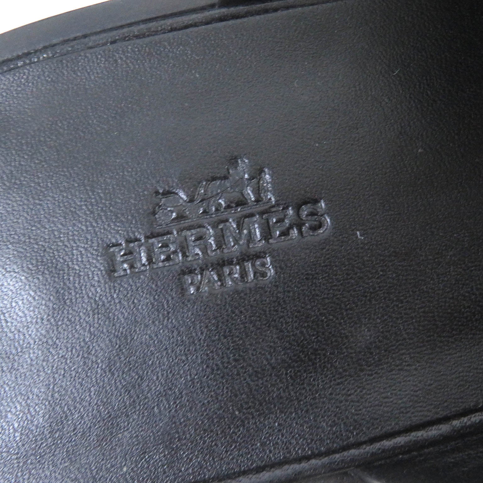 HERMES Leather H Logo Flat Shoes Black 43