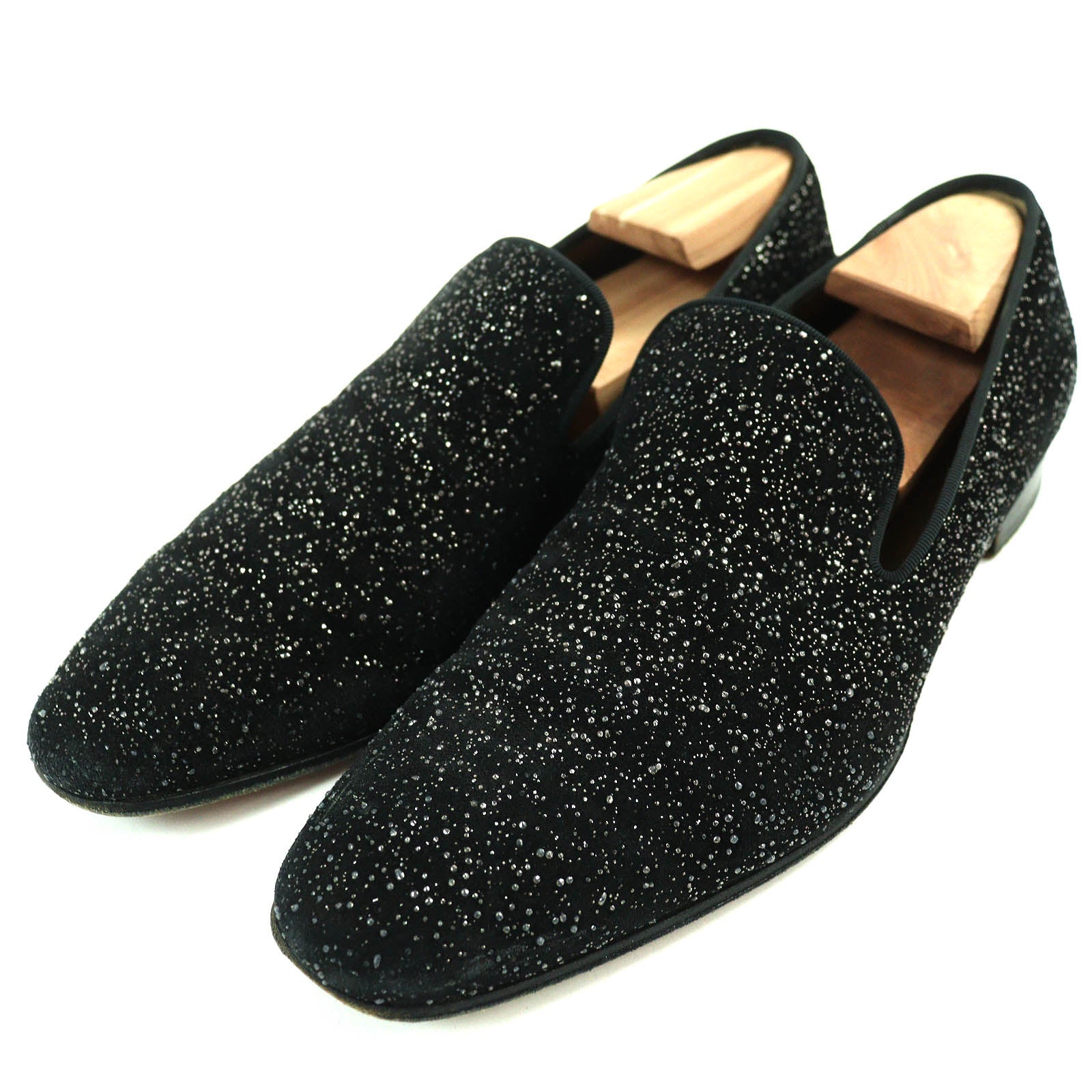 Christian Louboutin Glitter Suede Leather Shoes Black