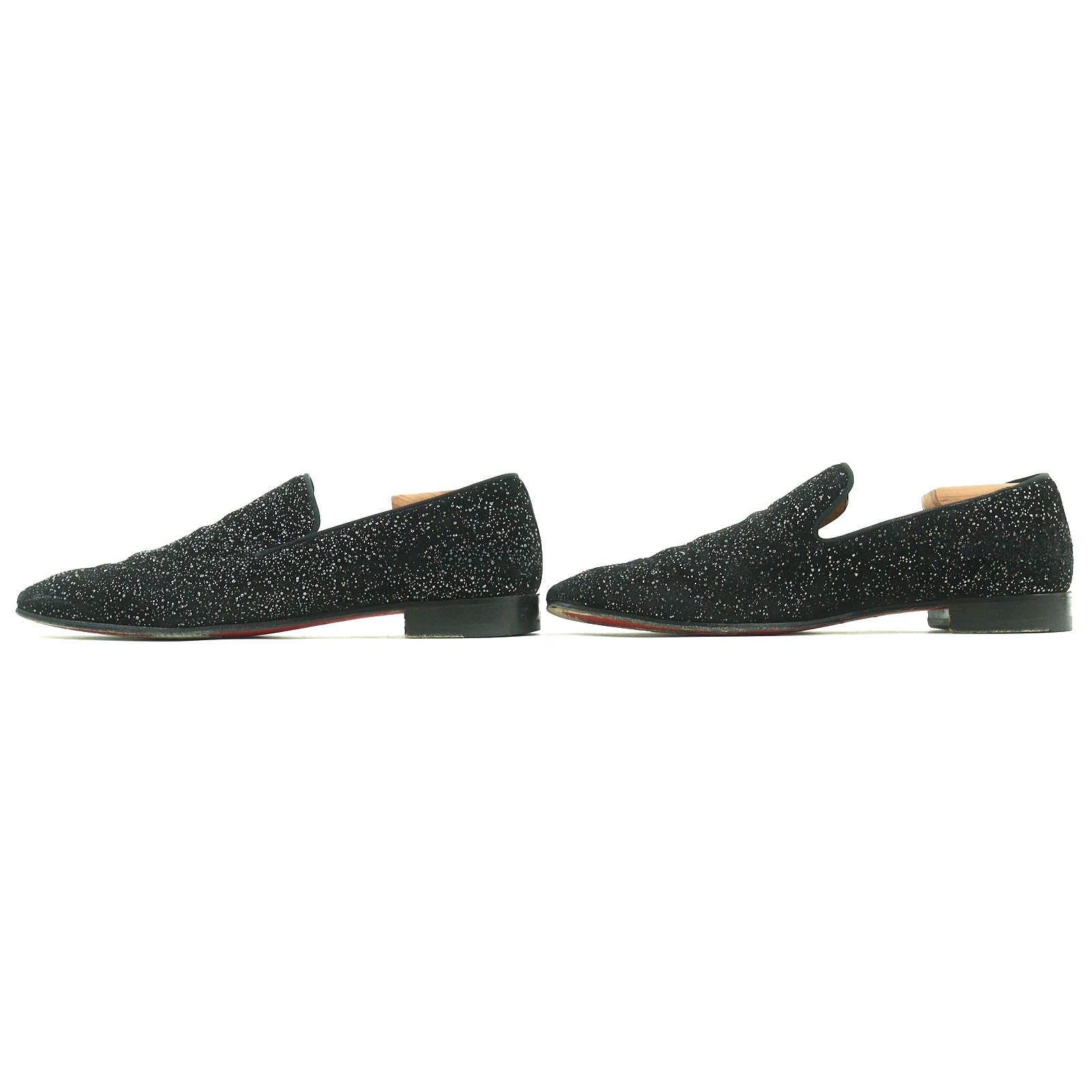 Christian Louboutin Glitter Suede Leather Shoes Black