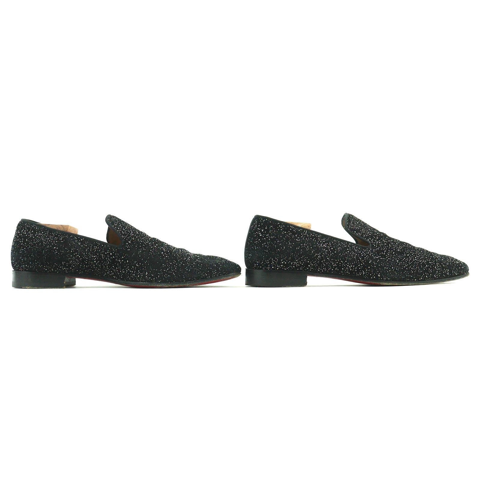 Christian Louboutin Glitter Suede Leather Shoes Black