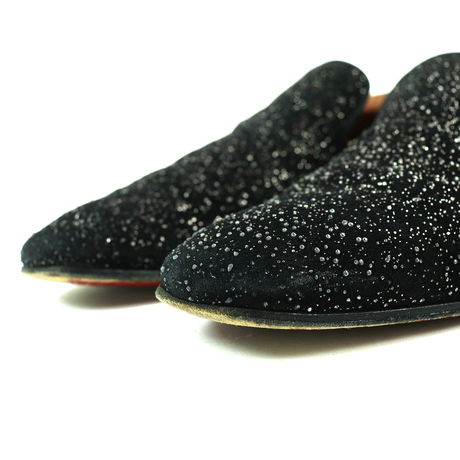 Christian Louboutin Glitter Suede Leather Shoes Black