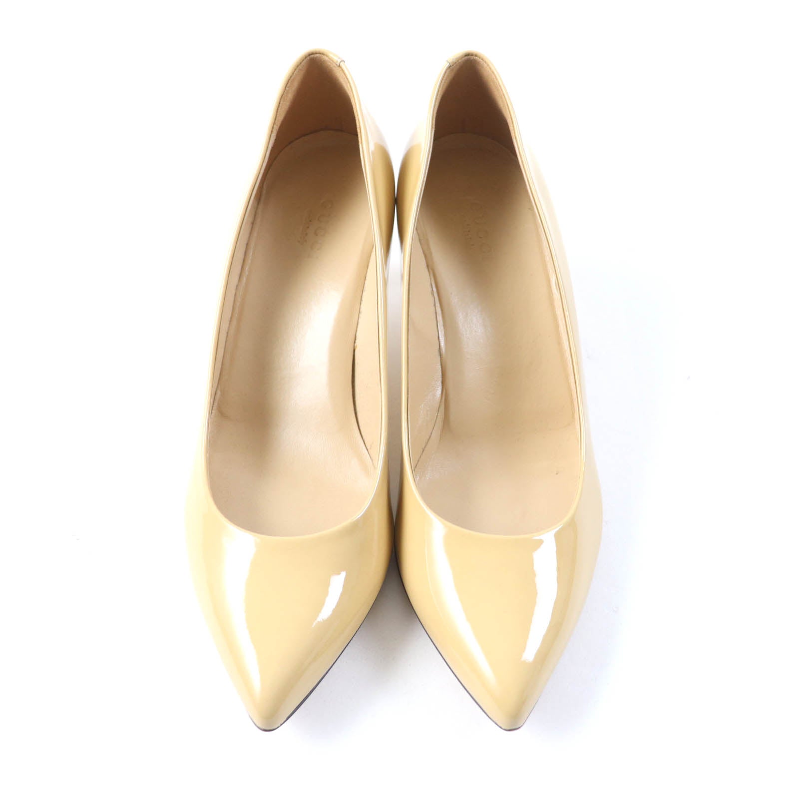 GUCCI Patent Leather Pumps Beige 36.5