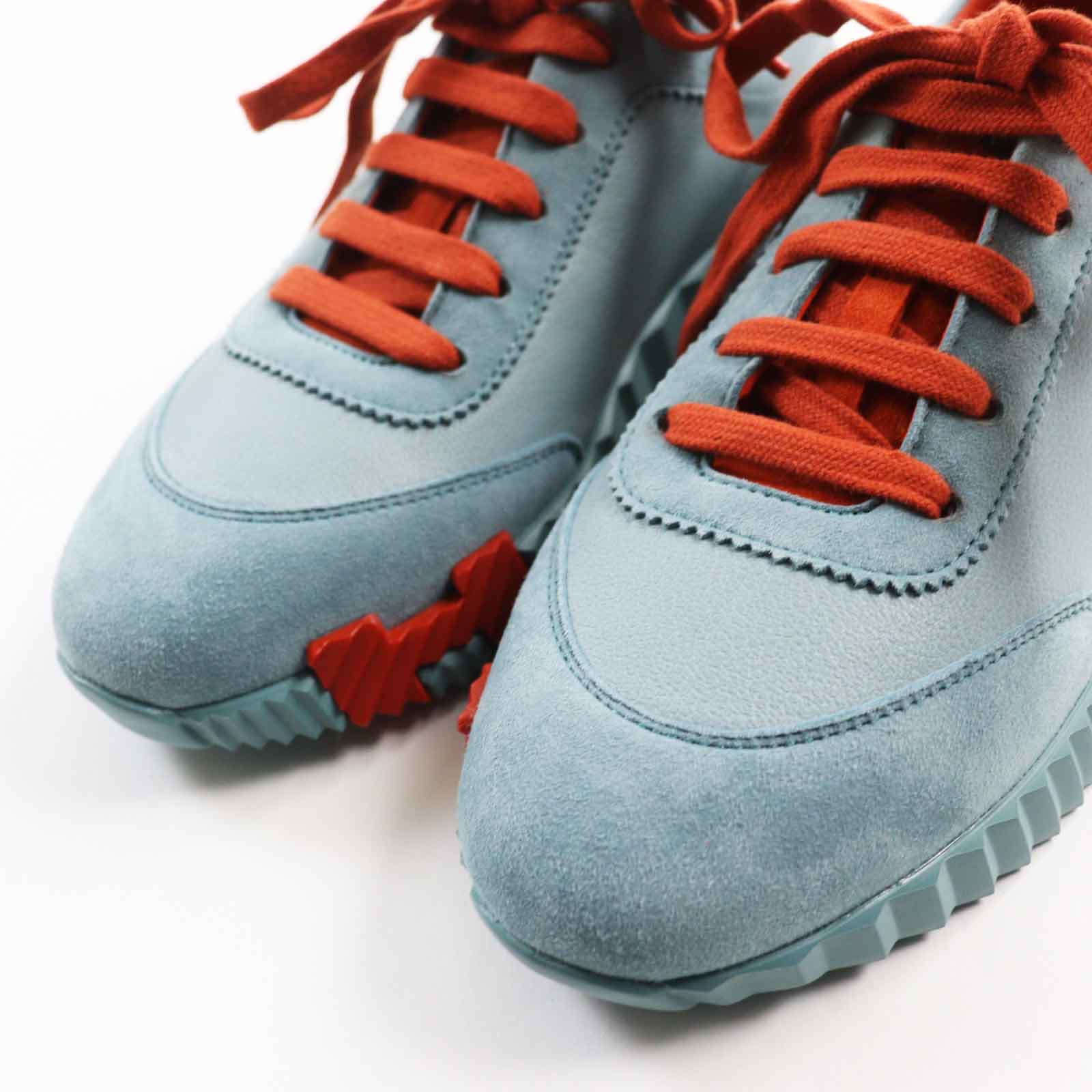 HERMES Bouncing Sneakers Verde Orange Velor 35