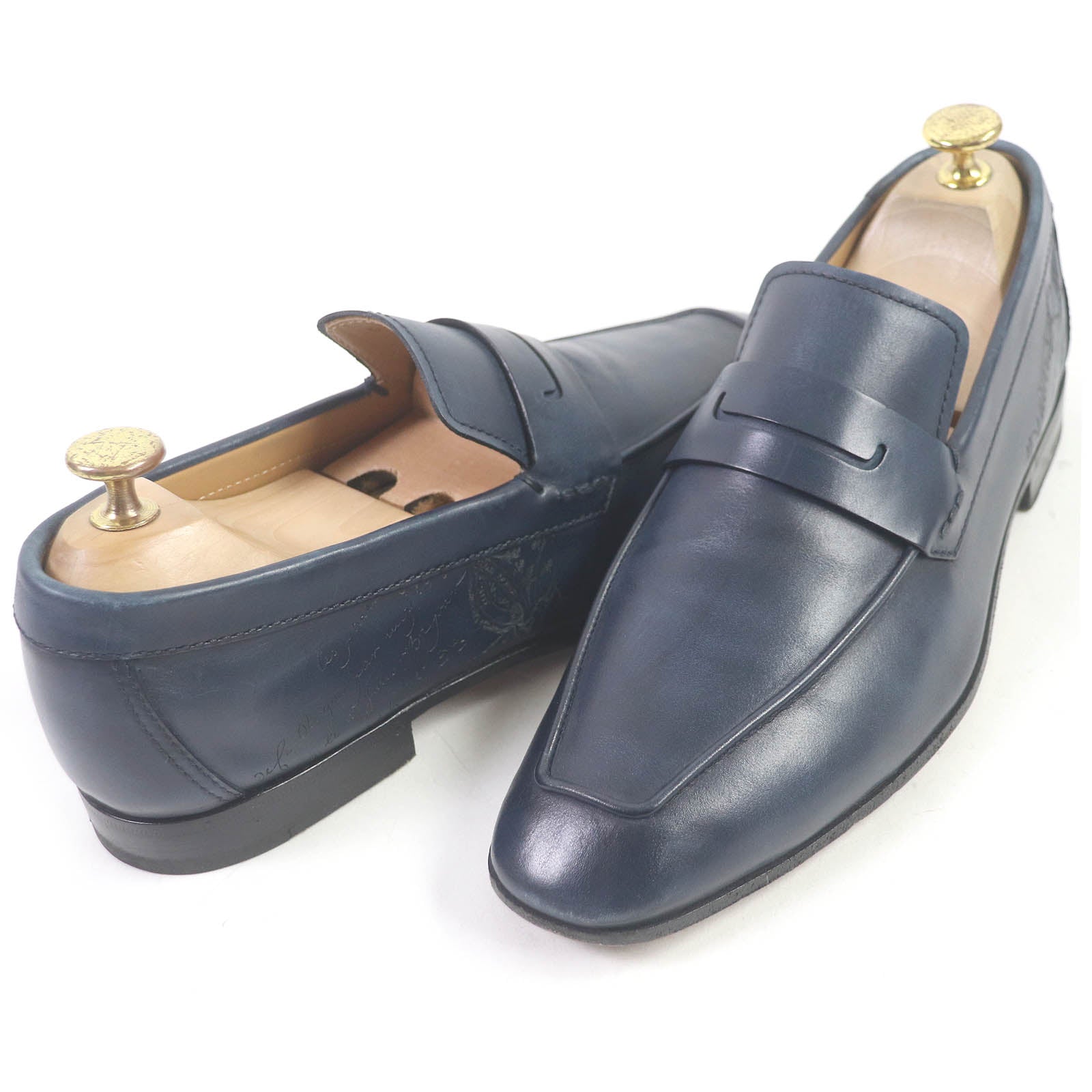 Berluti Leather Coin Loafers Navy 6 Men