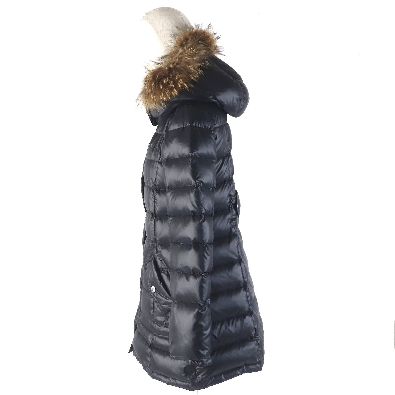 Burberry Checkered Hooded Down Coat Black Women