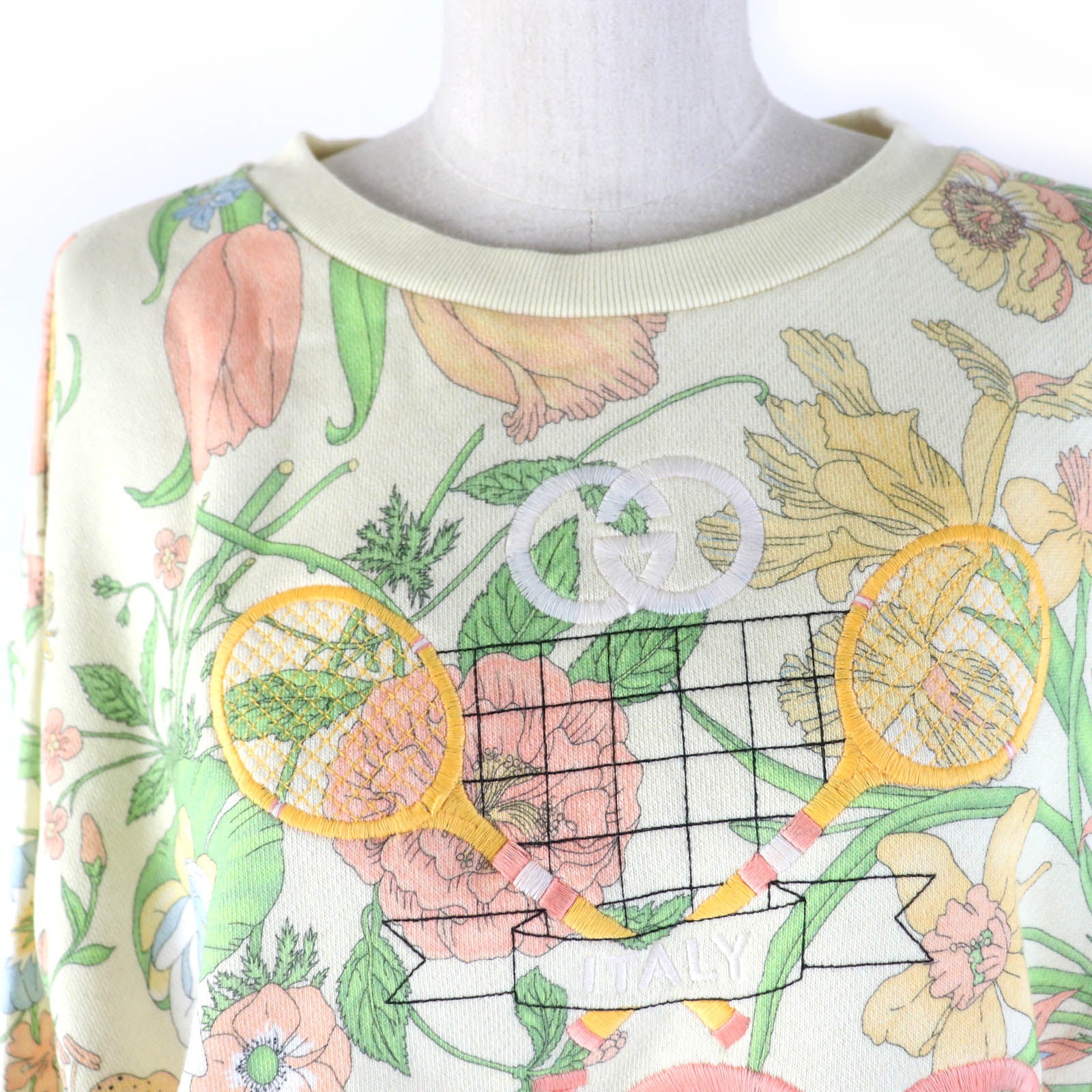 GUCCI Floral Logo Sweatshirt XS Ivory