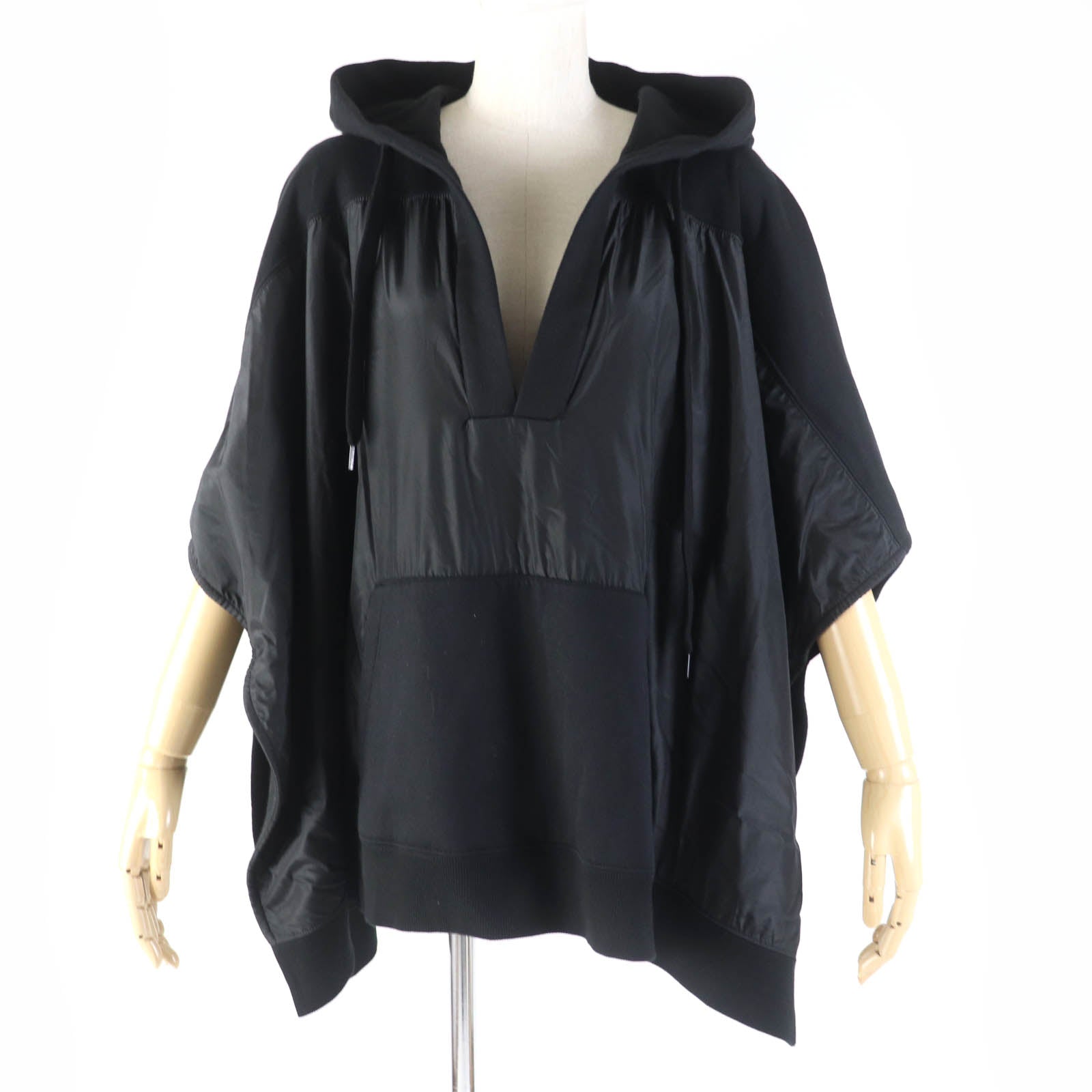 Valentino Logo Print Hoodie Poncho Black S