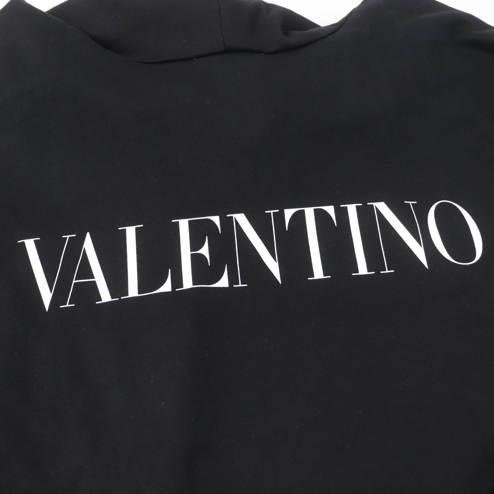 Valentino Logo Print Hoodie Poncho Black S