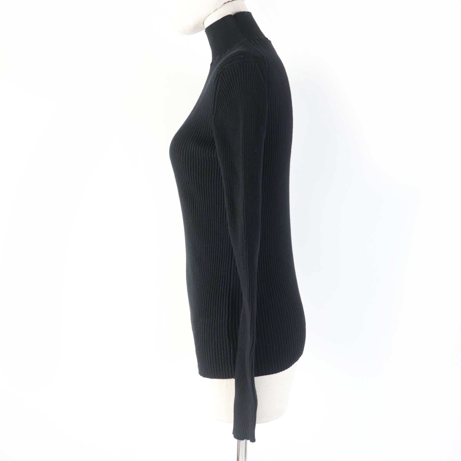 PRADA Cotton Ribbed Knit High Neck Black 36