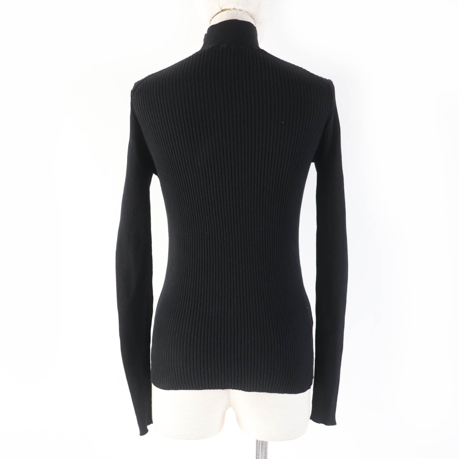 PRADA Cotton Ribbed Knit High Neck Black 36