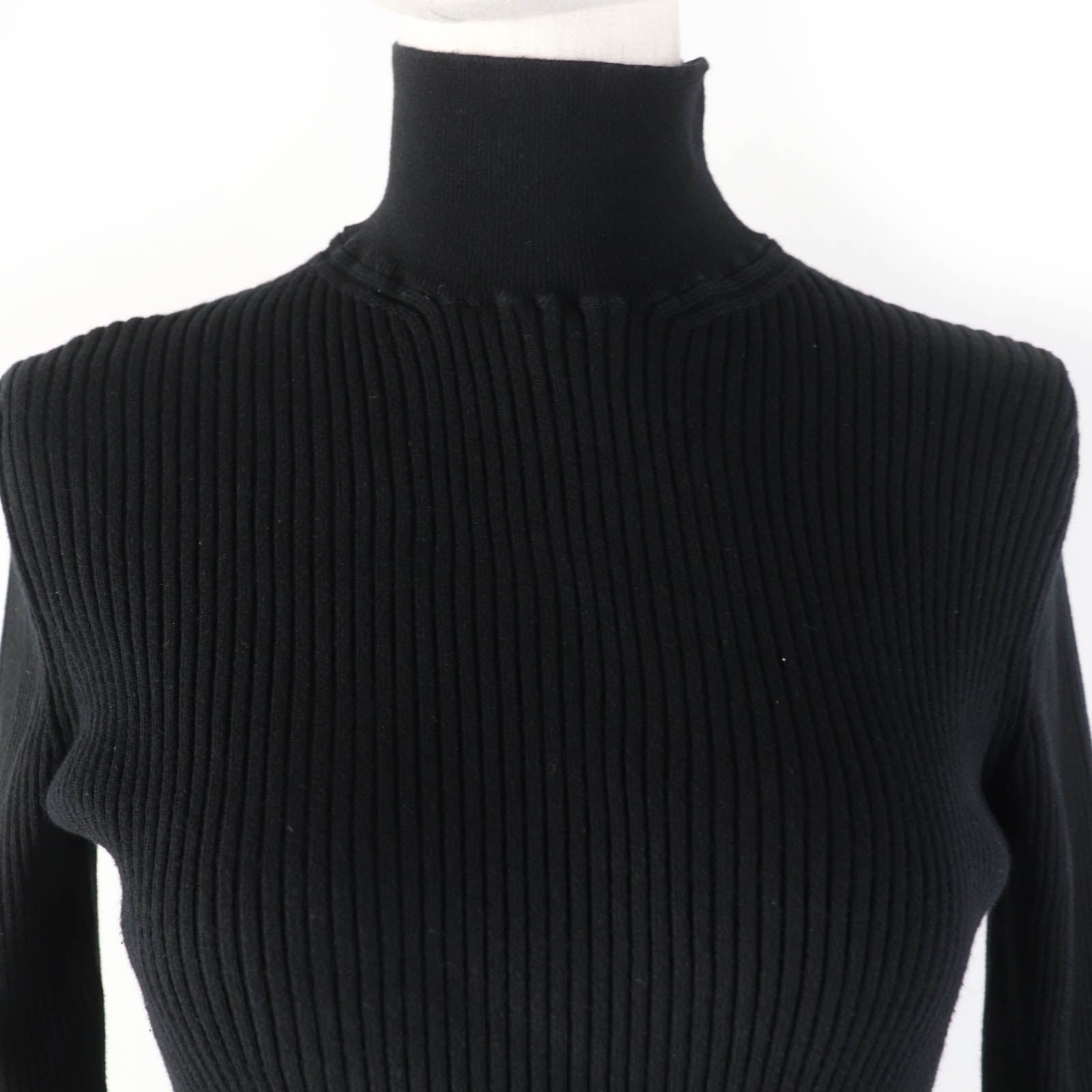 PRADA Cotton Ribbed Knit High Neck Black 36