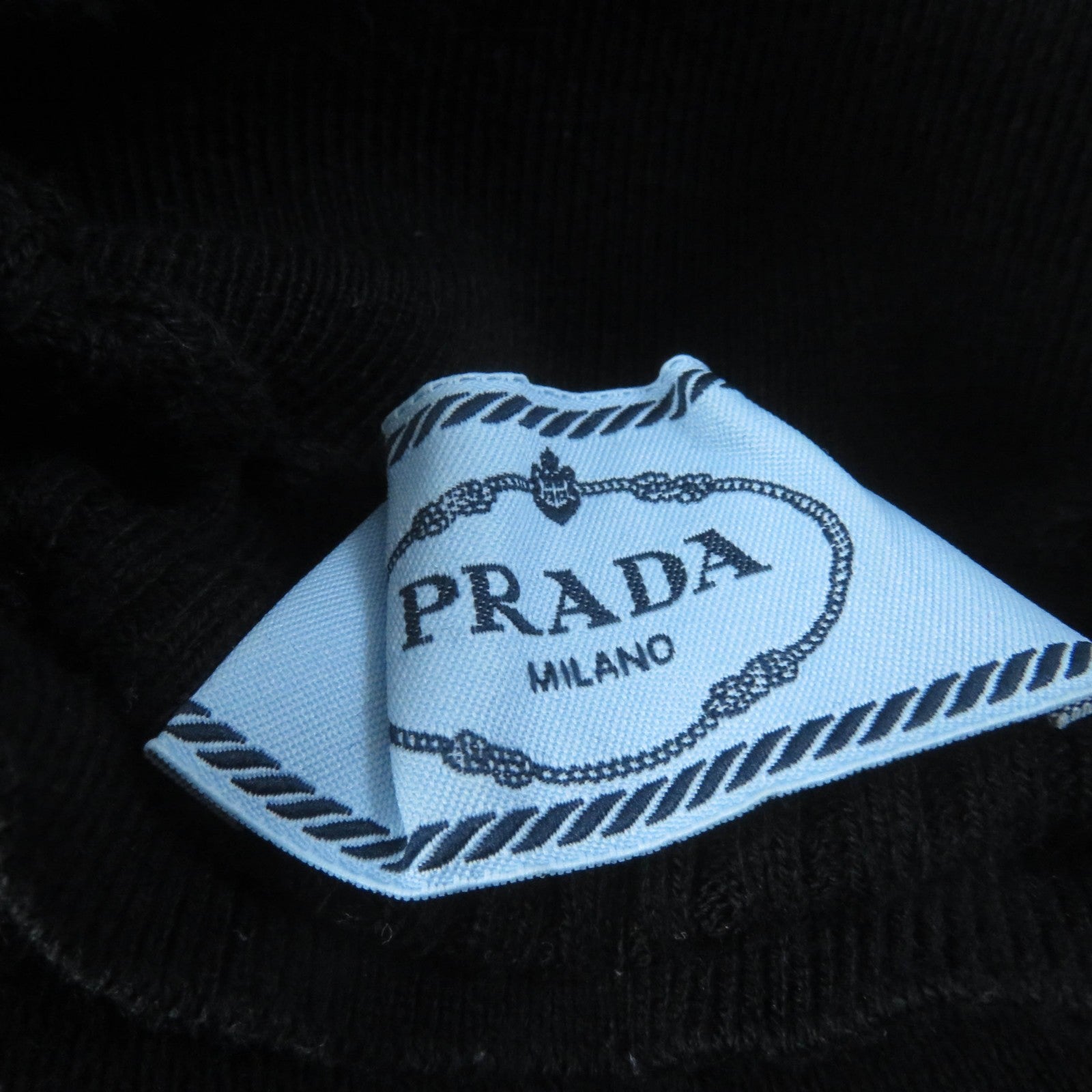 PRADA Cotton Ribbed Knit High Neck Black 36